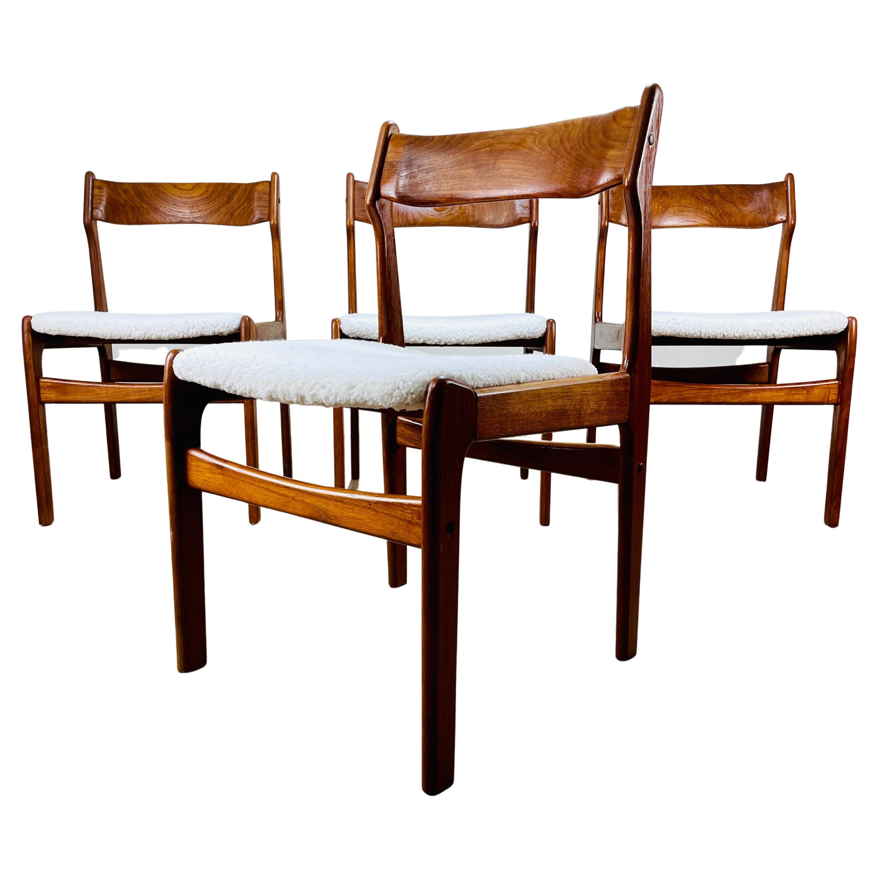 Danish Dining Chairs, Erik Buch Inspired, 1970s, Set of 4
