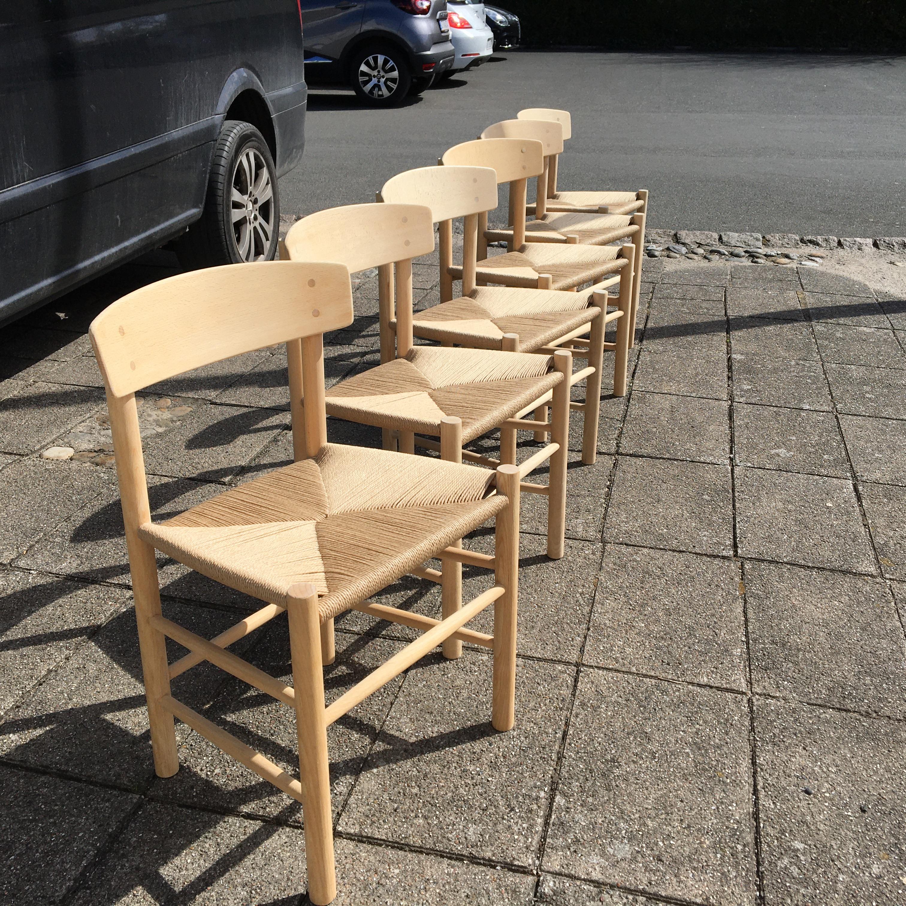 Danish Dining Chairs in Beech J 39 from Designer Børge Mogensen 1