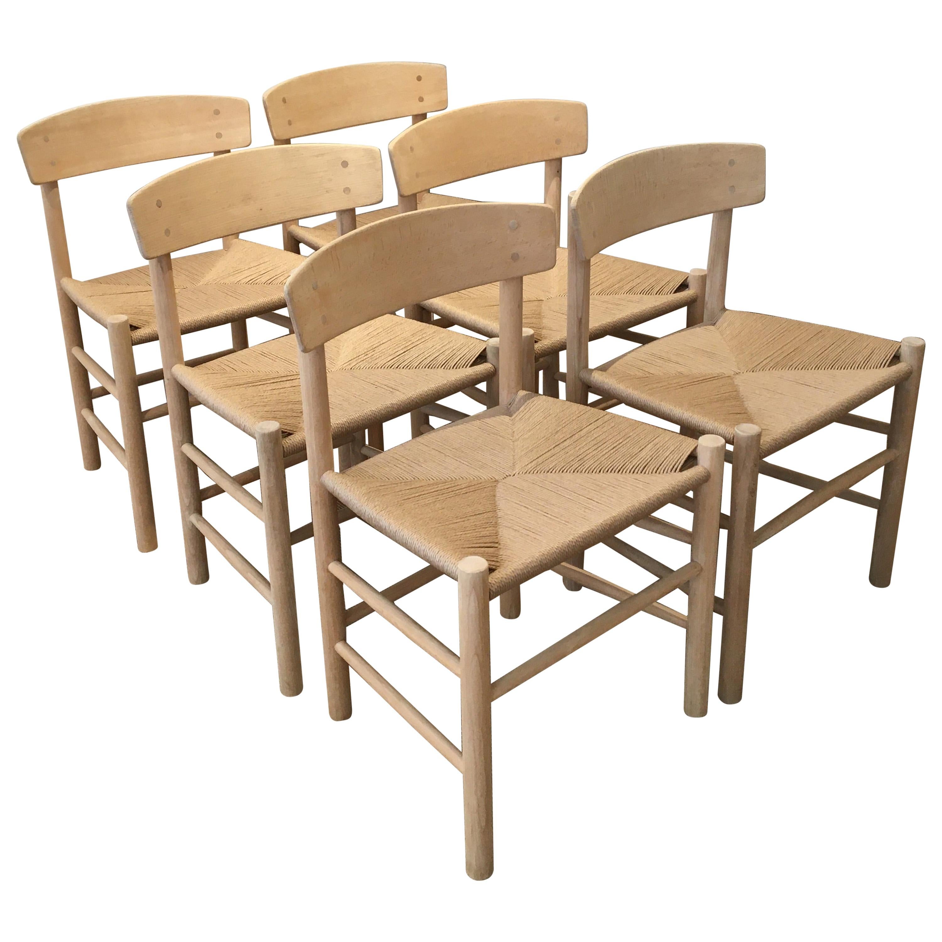 Danish Dining Chairs in Beech J 39 from Designer Børge Mogensen