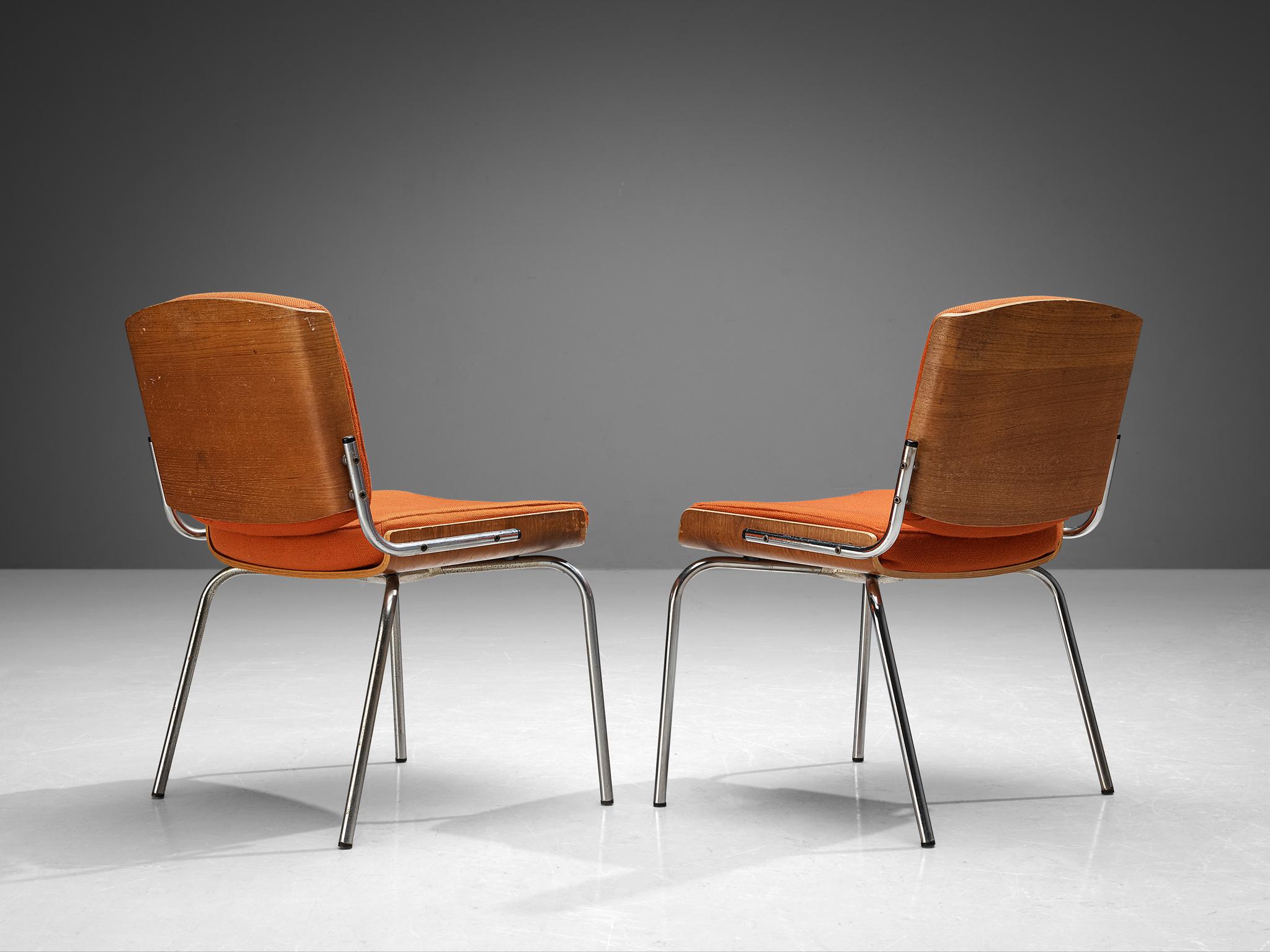 Late 20th Century Danish Dining Chairs in Oak and Red Upholstery For Sale