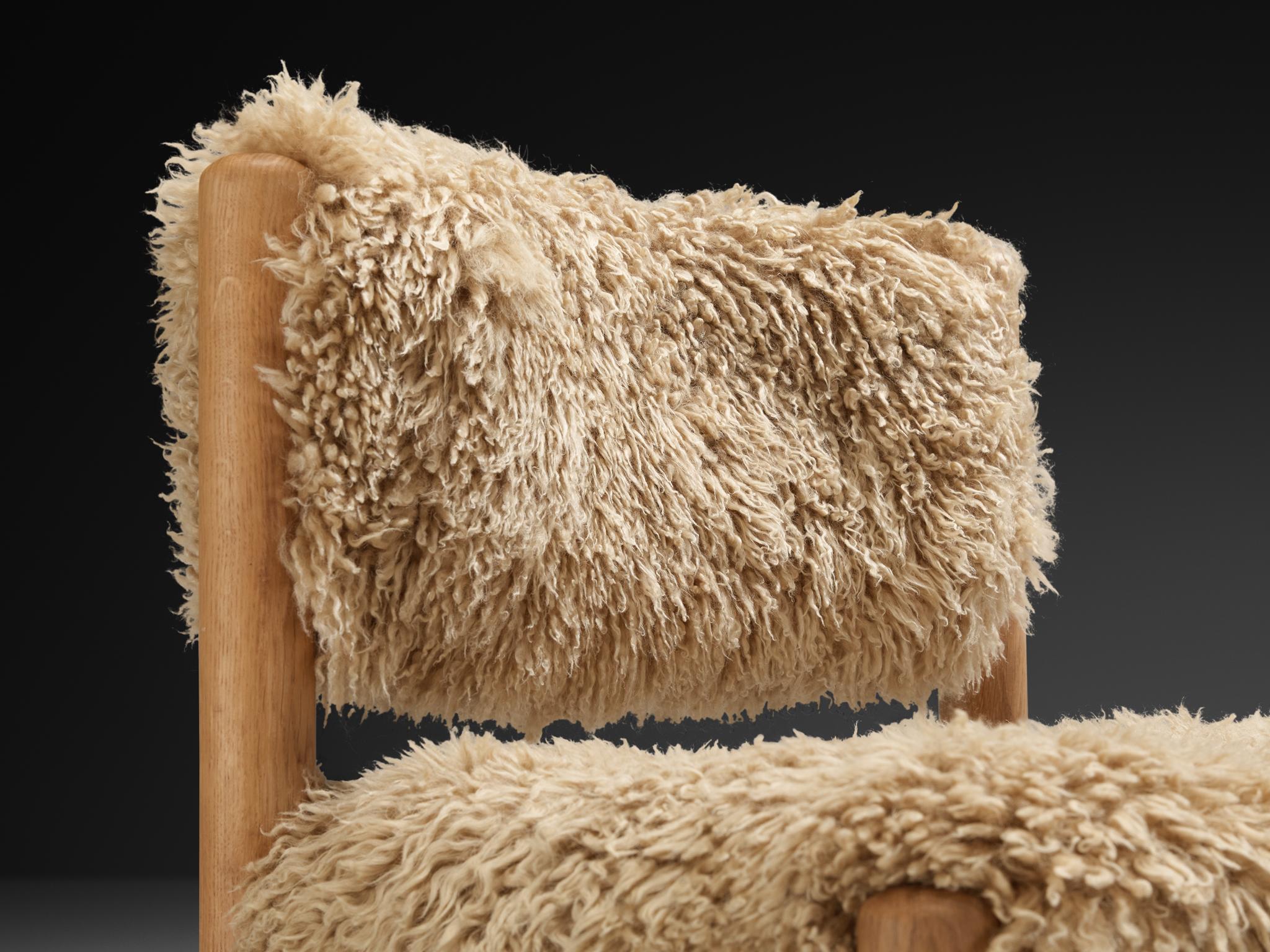 Danese Sedie da pranzo danesi in Oak e pelle di pecora in vendita