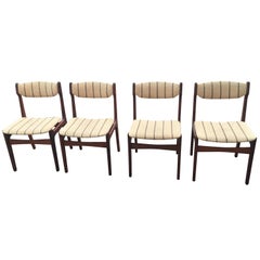 Danish Dining Chairs in Teak and Rosewood by Erik Buch