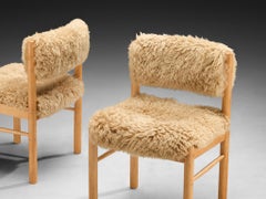 Danish Dining Chairs in Wood and Sheepskin