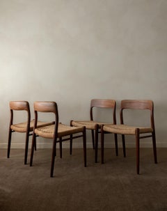Danish Dining Chairs Model 75 by Niels O. Møller for J.L. Møllers 1960s Set of 4