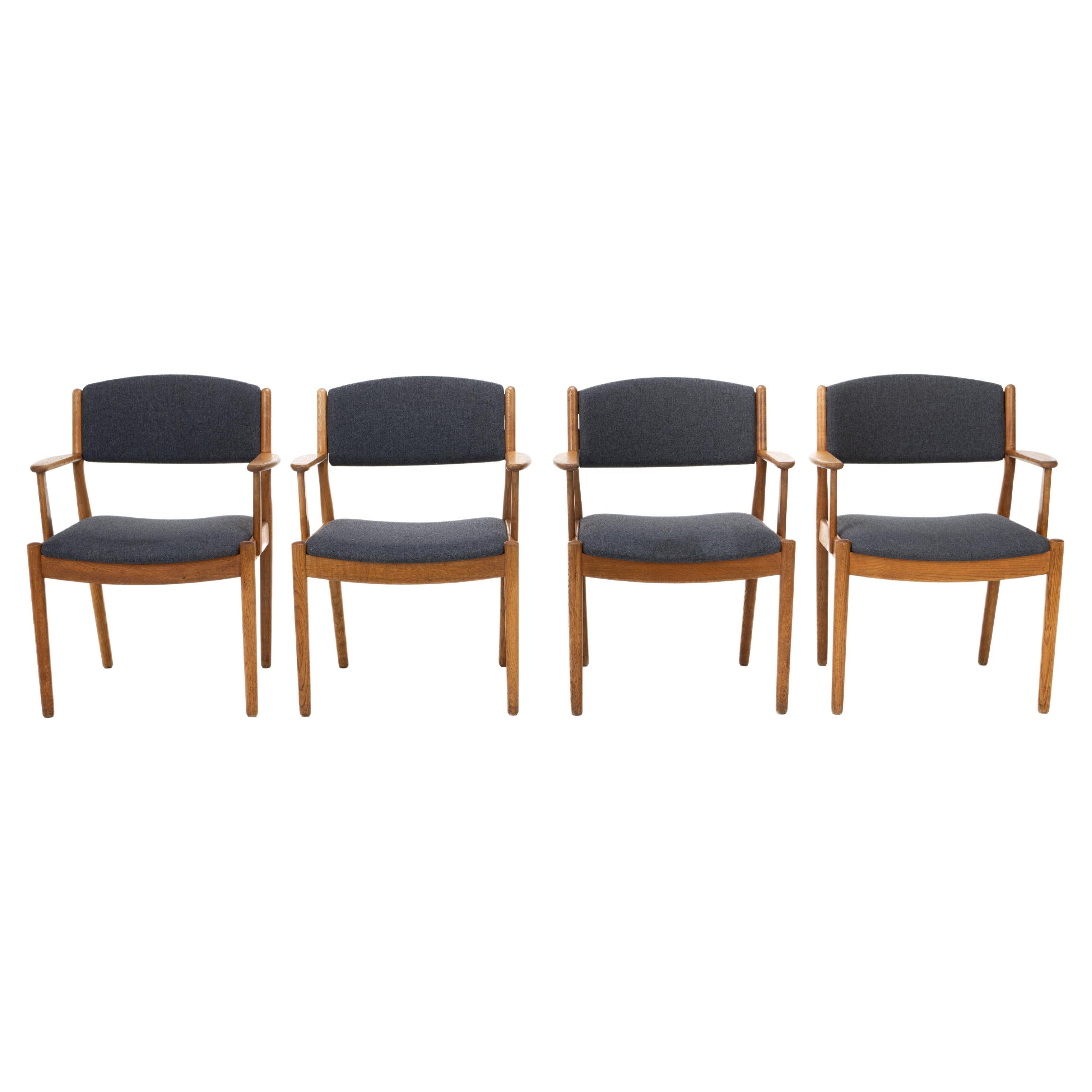 Danish Dining Chairs with Armrests by Poul Volther for FDB Møbler, Denmark, 1960 For Sale