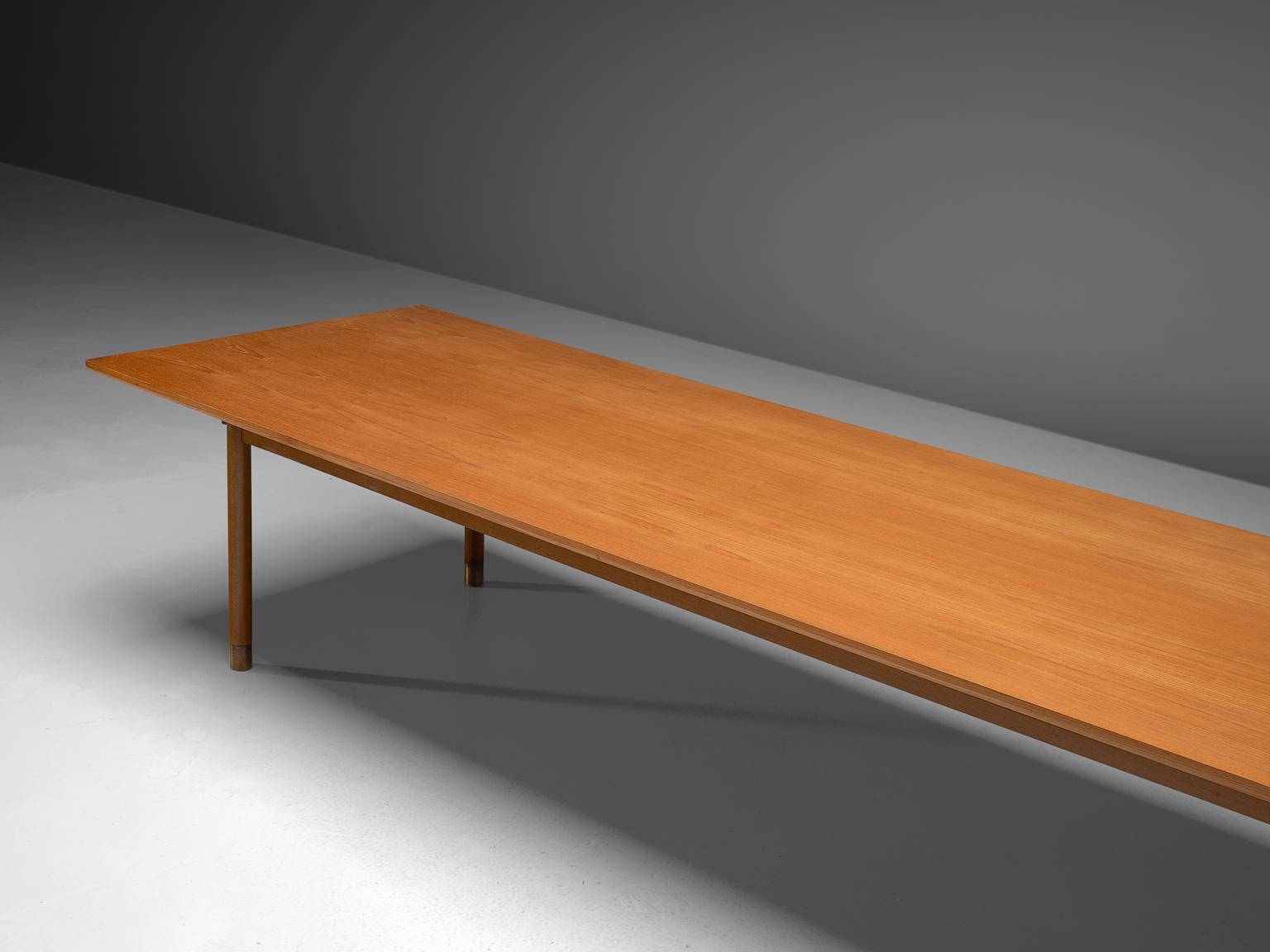 Danish Dining or Conference Table in Teak and Brass 1