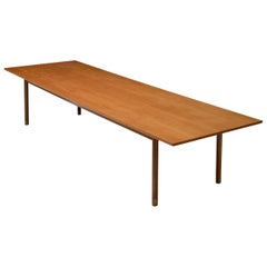 Danish Dining or Conference Table in Teak and Brass