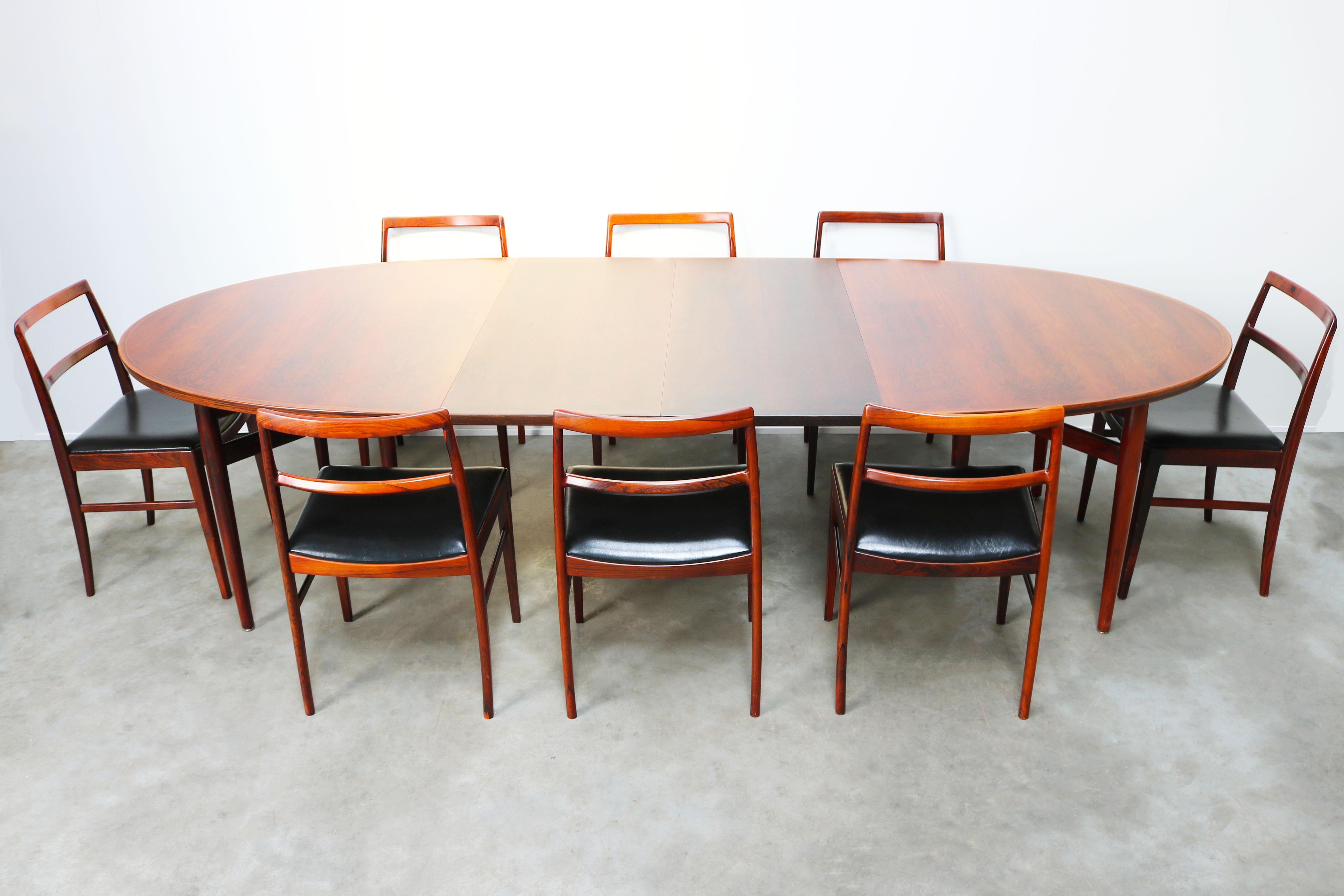 Leather Danish Dining Room Set by Arne Vodder for Sibast Model: 212 Model: 430 Rosewood