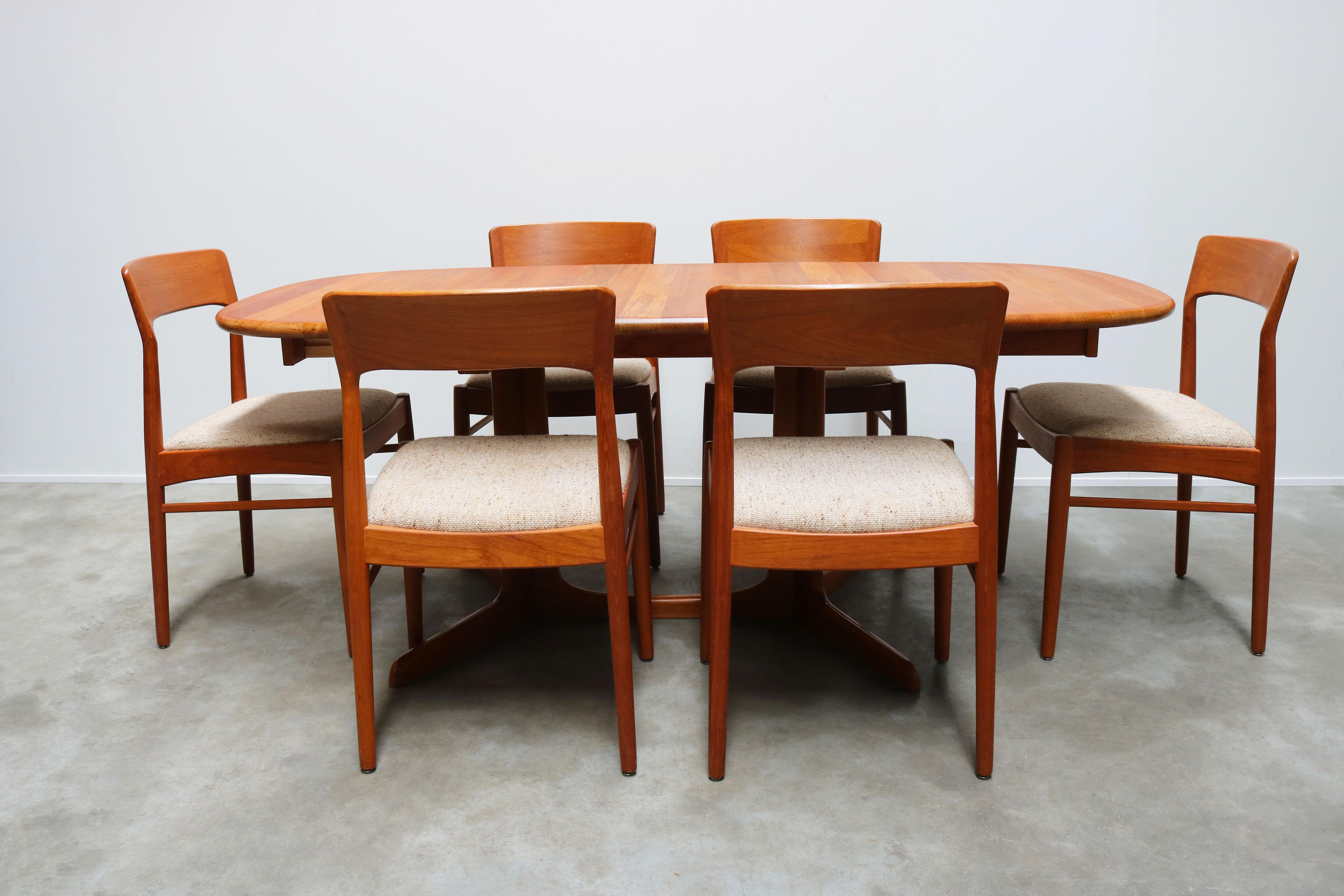 Mid-Century Modern Danish Dining Room Set by Kai Kristiansen for Korup Stolefabrik Solid Teak, 1950