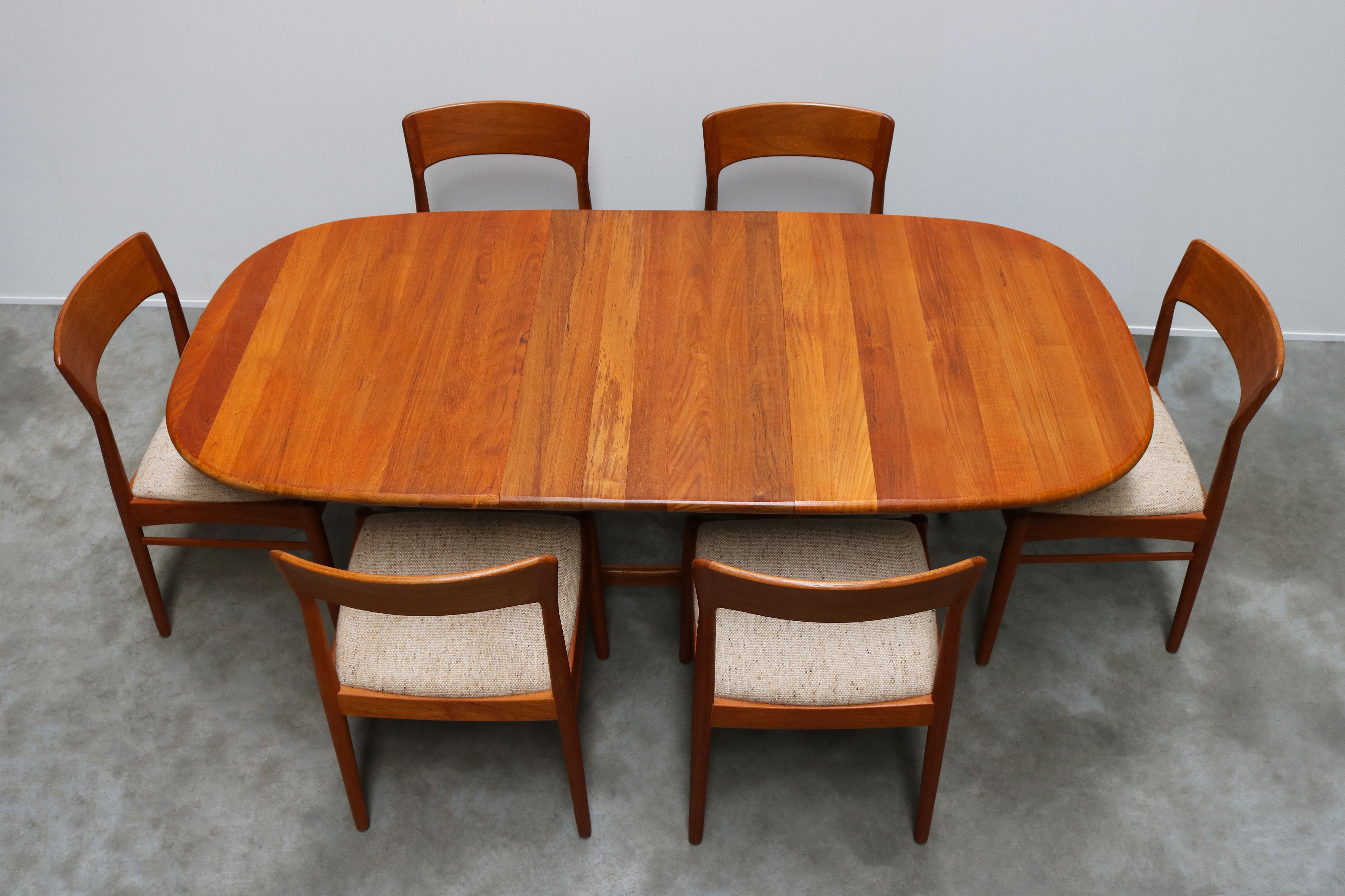 Danish Dining Room Set by Kai Kristiansen for Korup Stolefabrik Solid Teak, 1950 In Good Condition In Ijzendijke, NL