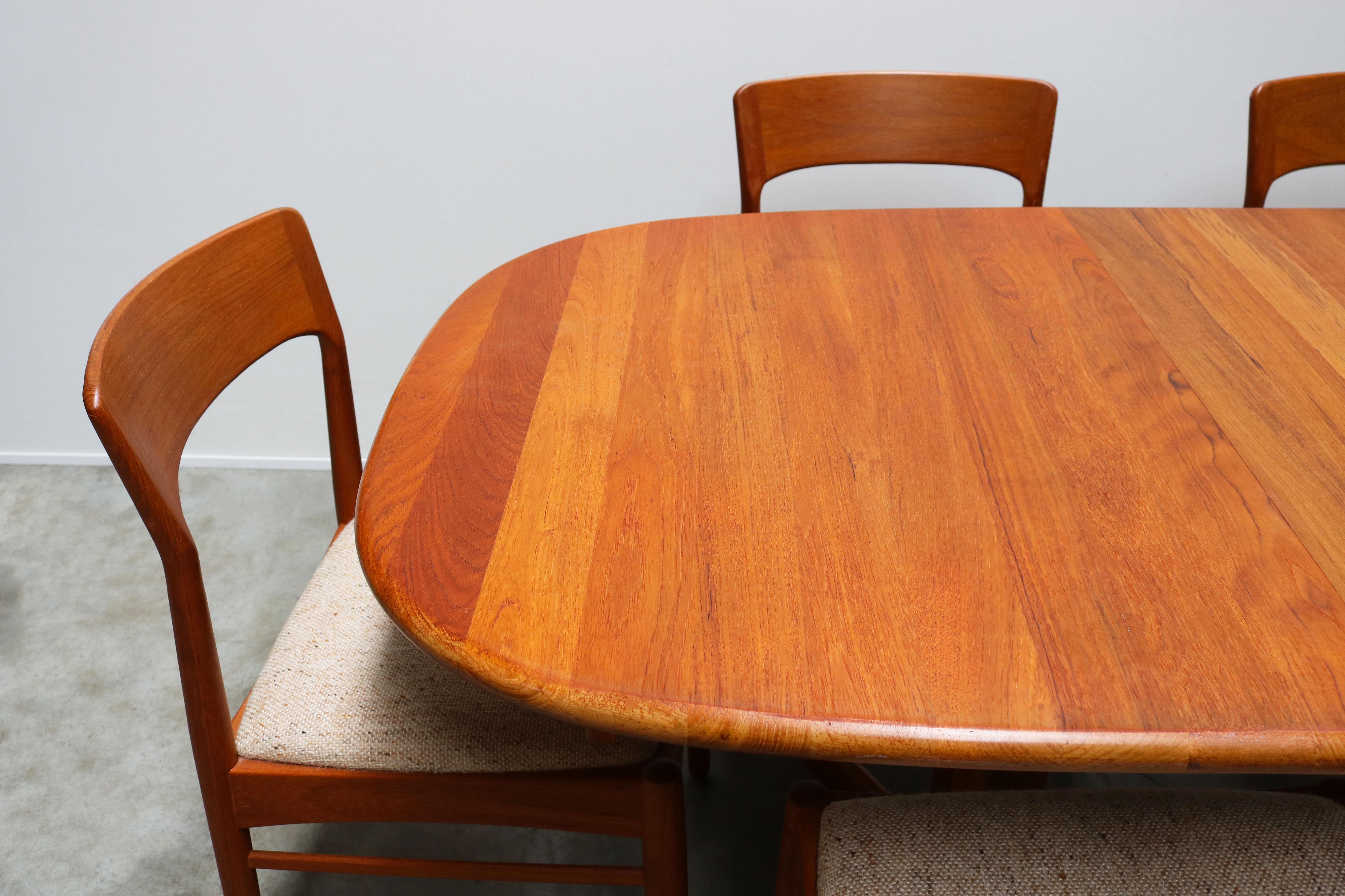 Mid-20th Century Danish Dining Room Set by Kai Kristiansen for Korup Stolefabrik Solid Teak, 1950