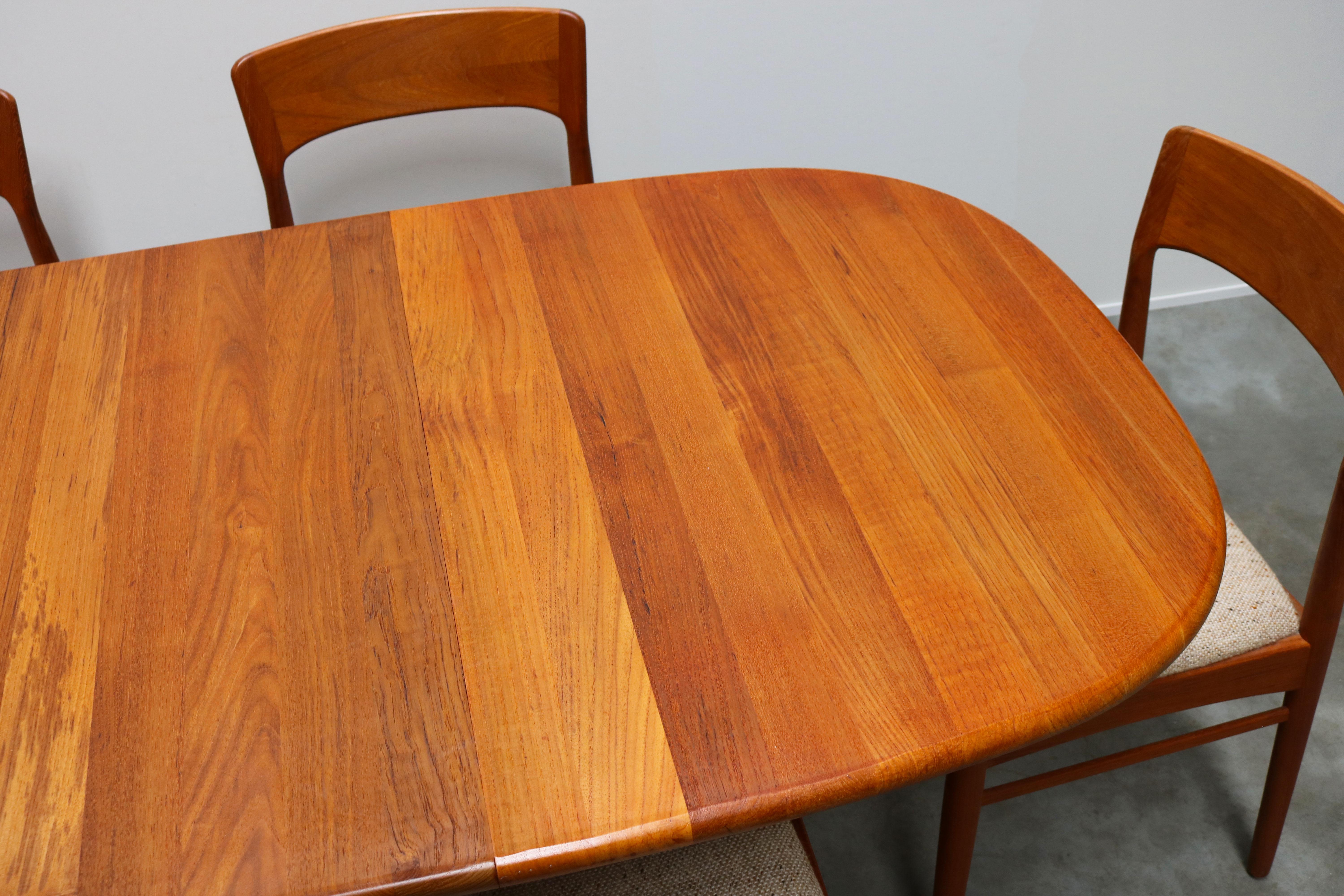 Wool Danish Dining Room Set by Kai Kristiansen for Korup Stolefabrik Solid Teak, 1950