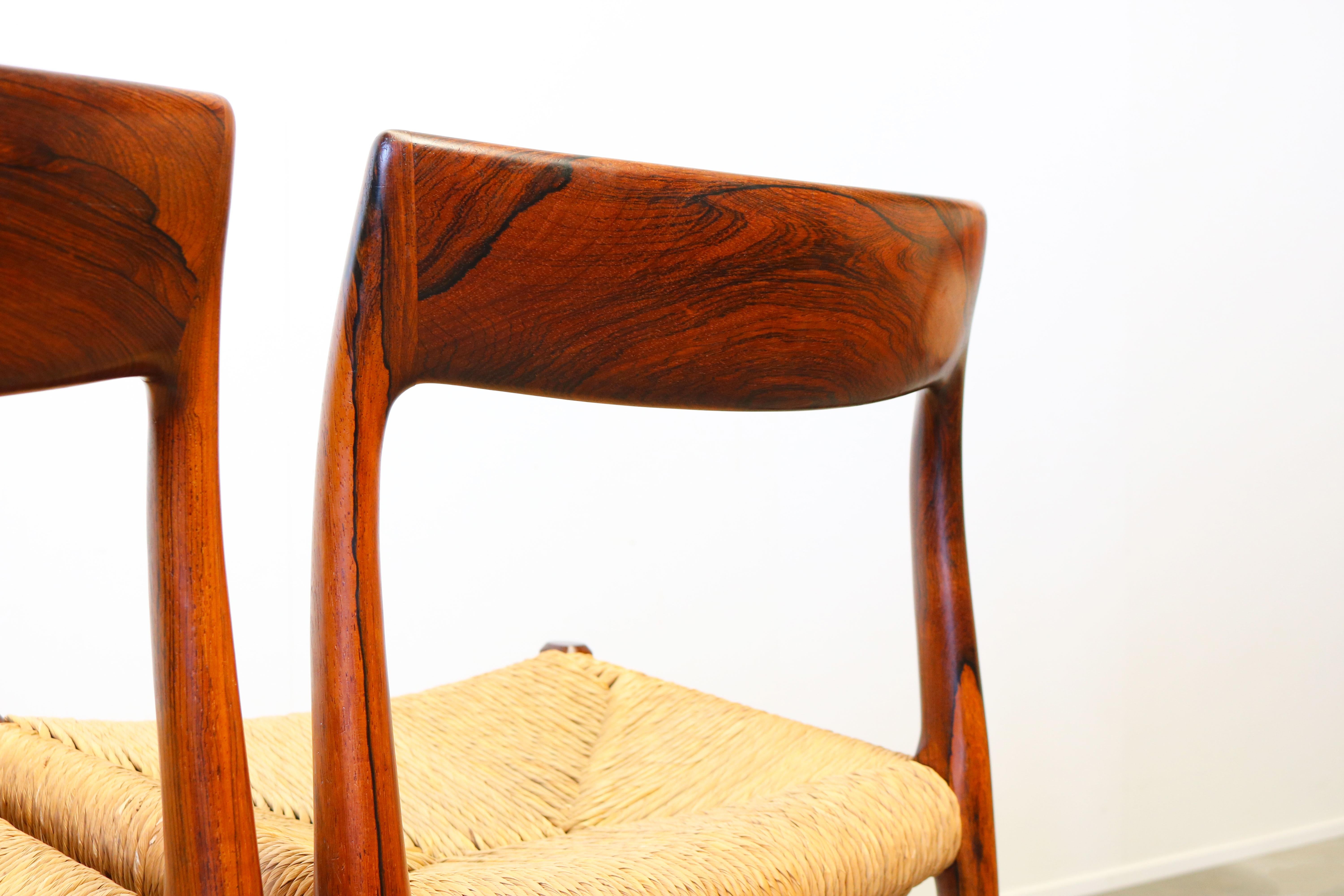 Danish Dining Room Set by Niels Otto Moller in Rosewood Model 77 Chairs, 1950s 5