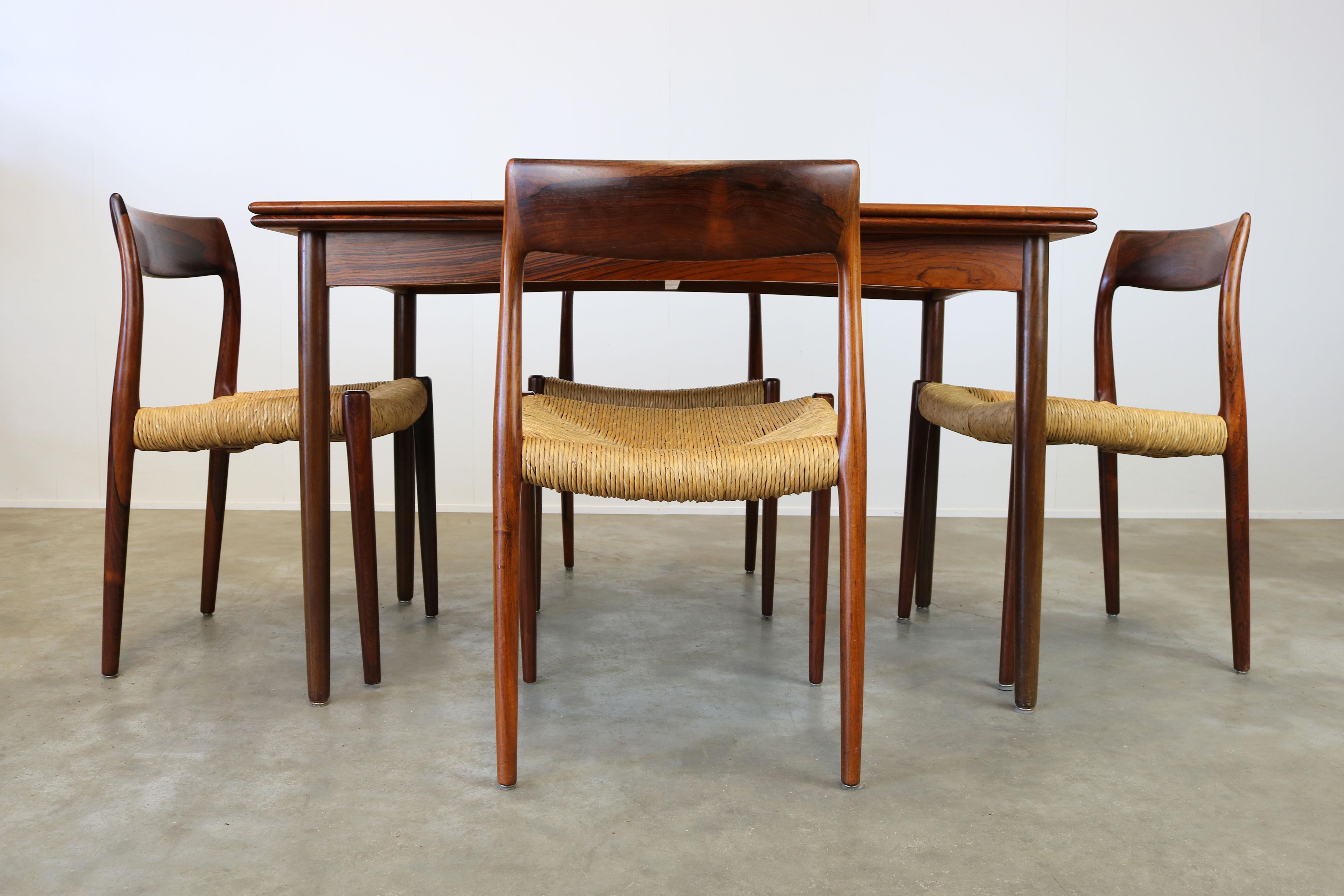 Danish Dining Room Set by Niels Otto Moller in Rosewood Model 77 Chairs, 1950s 2