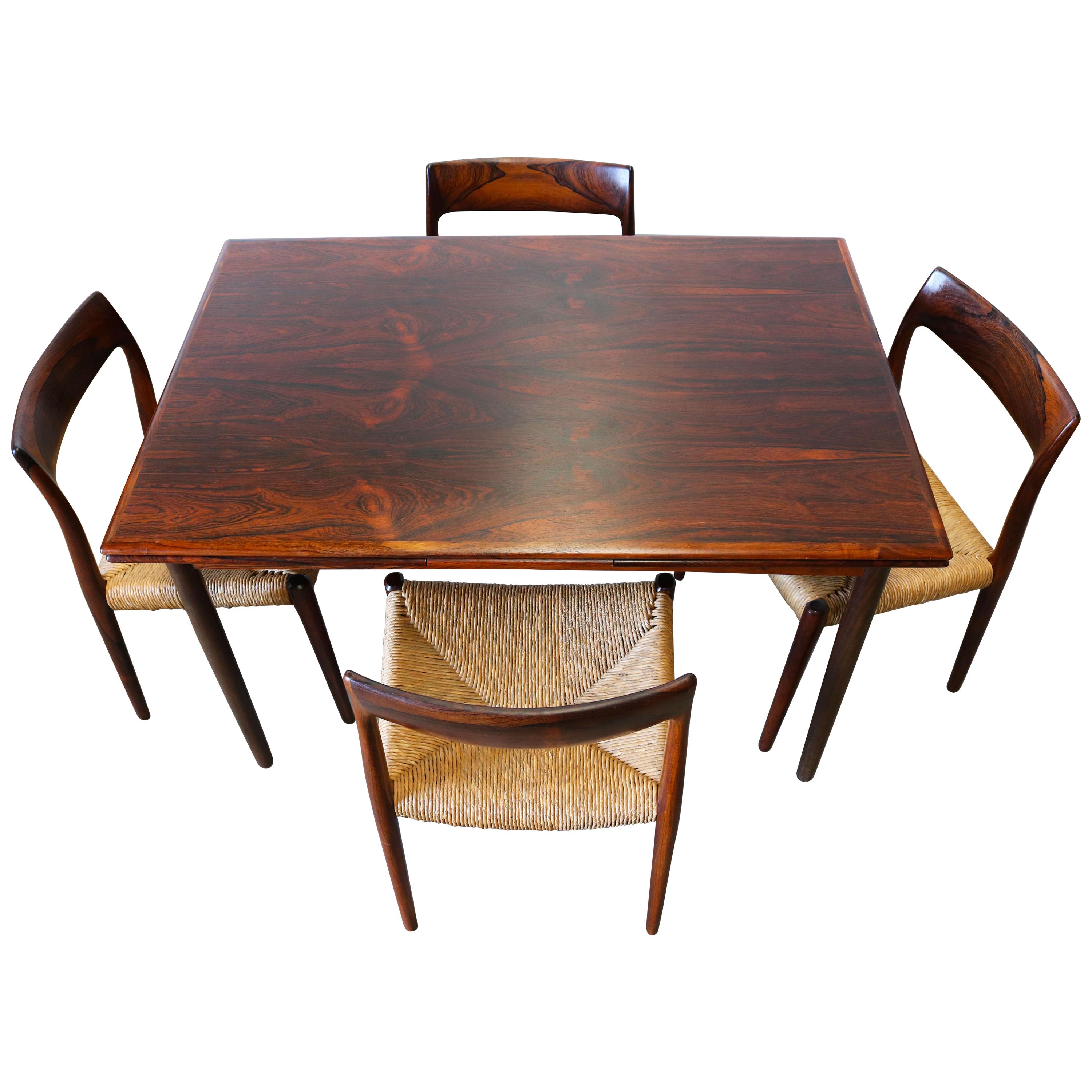 Danish Dining Room Set by Niels Otto Moller in Rosewood Model 77 Chairs, 1950s
