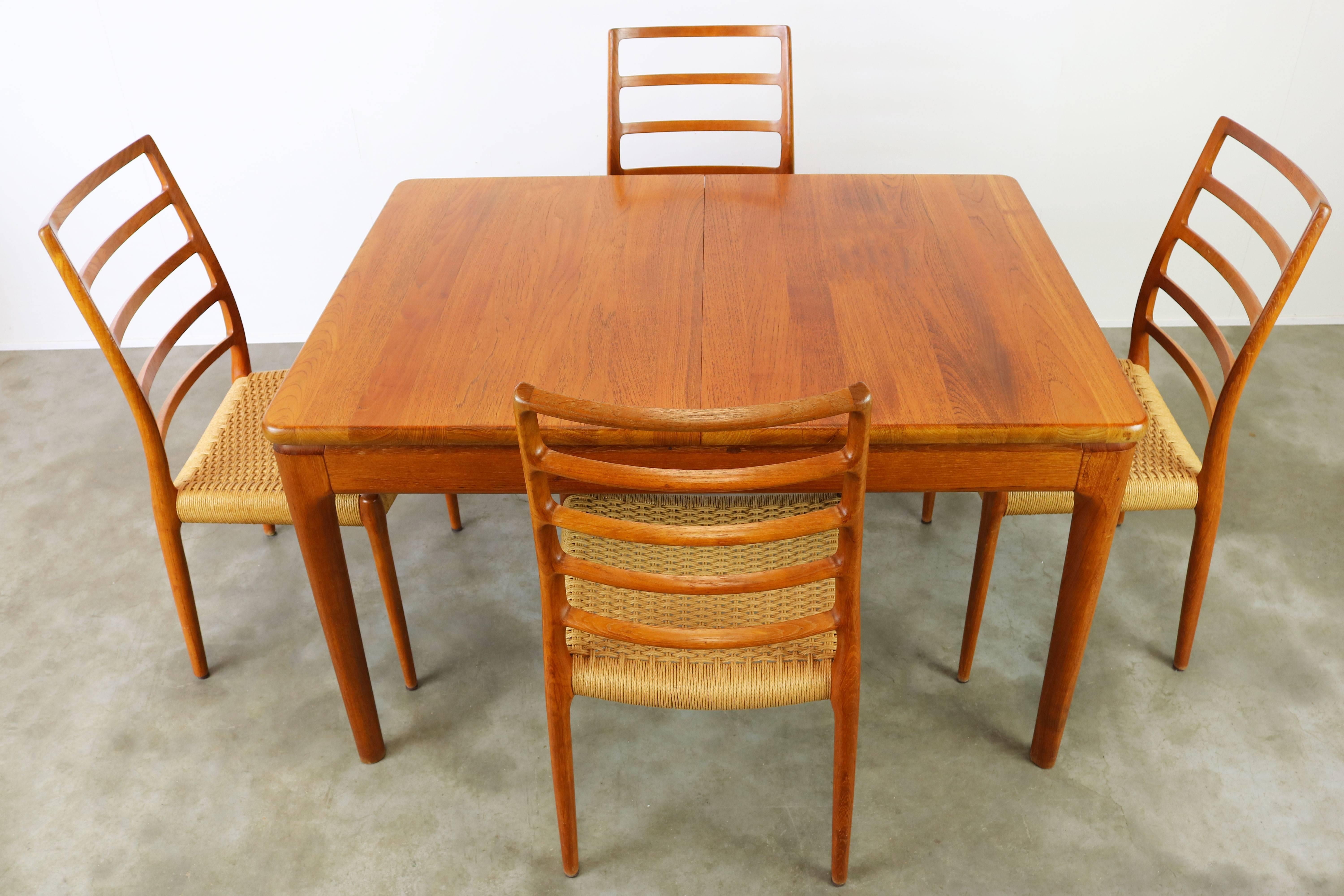 Mid-20th Century Danish Dining Room Set by Niels Otto Moller Model 82 Chairs and Glostrup Table