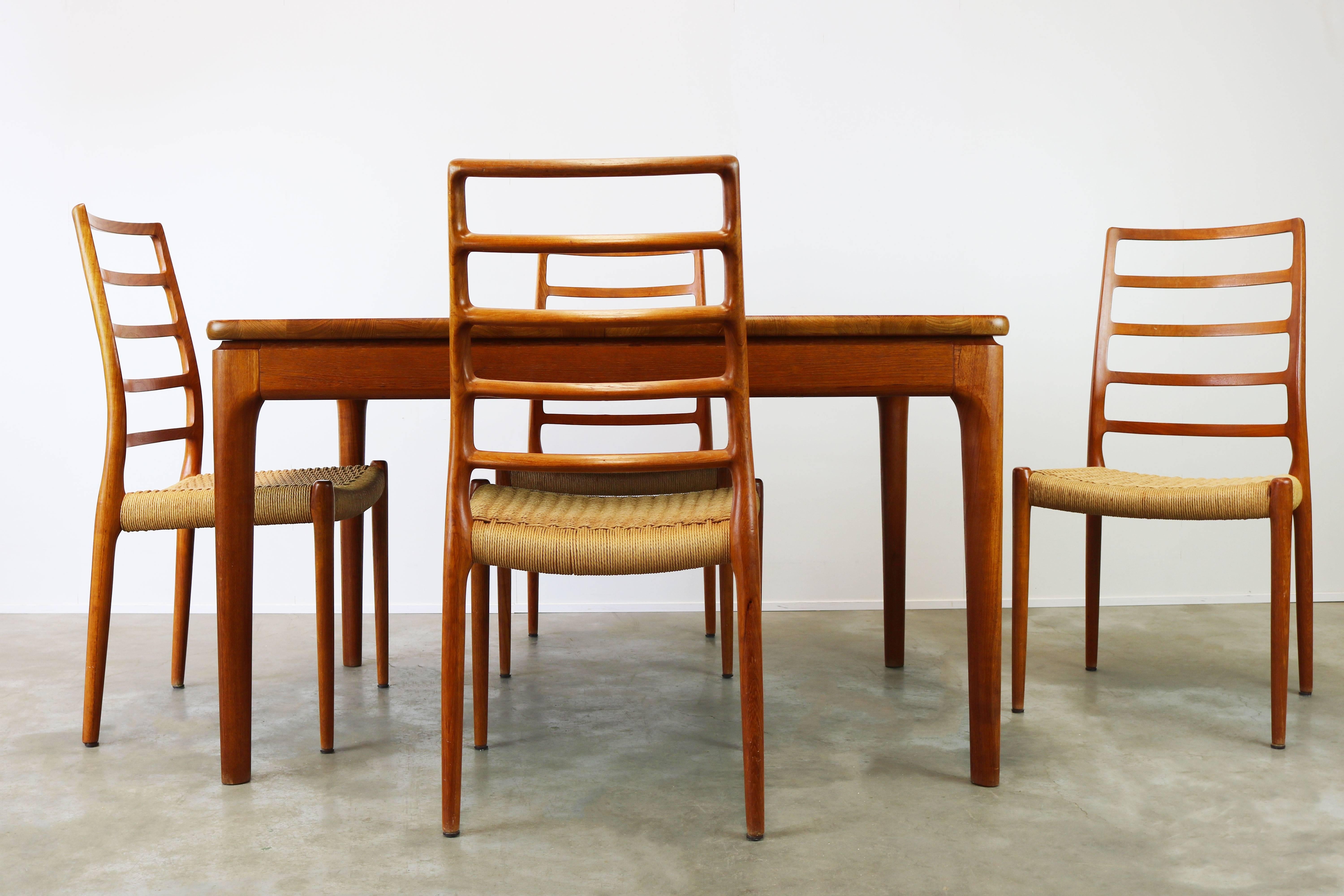 Papercord Danish Dining Room Set by Niels Otto Moller Model 82 Chairs and Glostrup Table