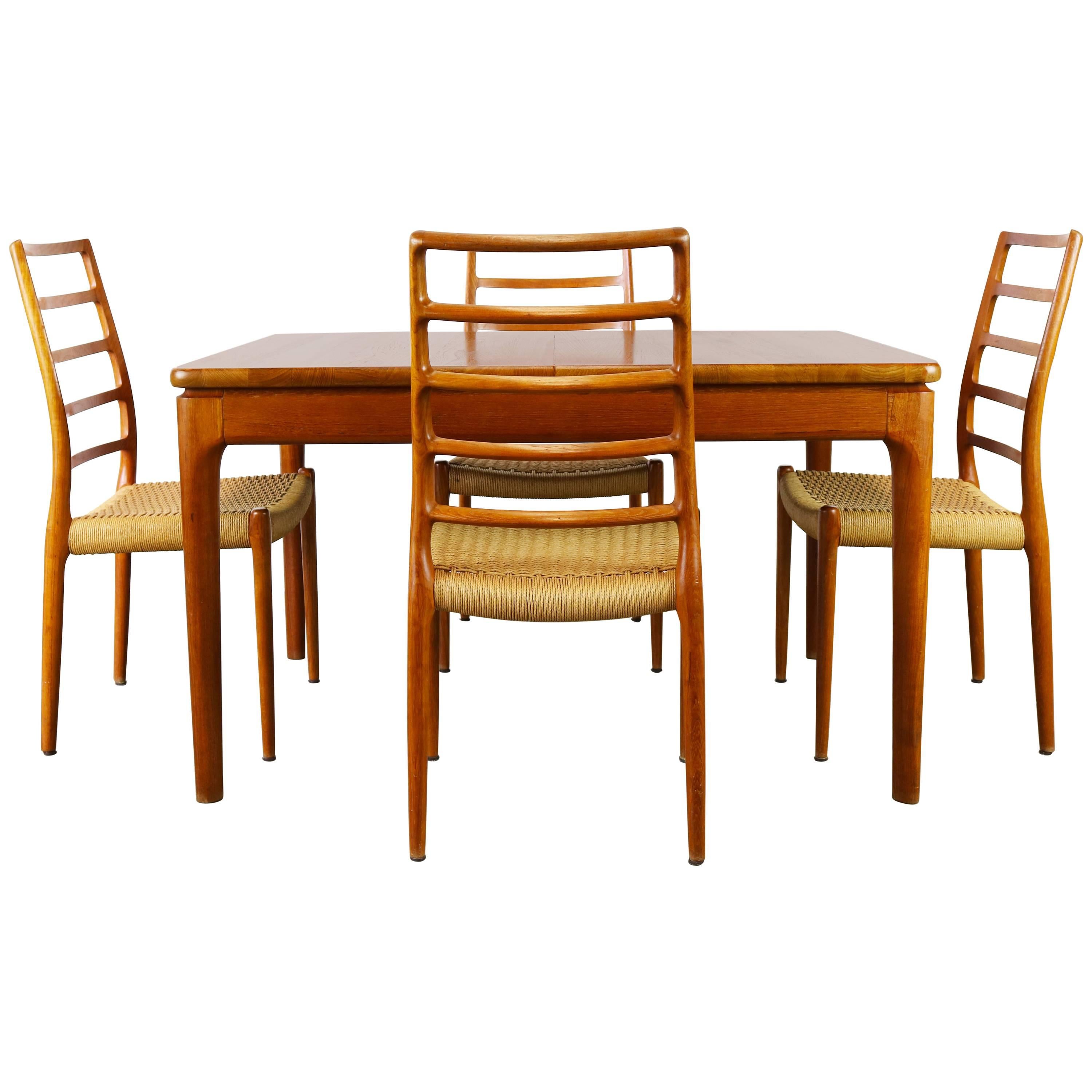 Danish Dining Room Set by Niels Otto Moller Model 82 Chairs and Glostrup Table