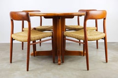 Danish Dining Room Set in Solid Teak by Niels Otto Moller Model 75 Teak & Rattan