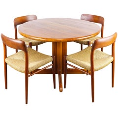 Danish Dining Room Set in Solid Teak by Niels Otto Moller Model 75 Teak & Rattan