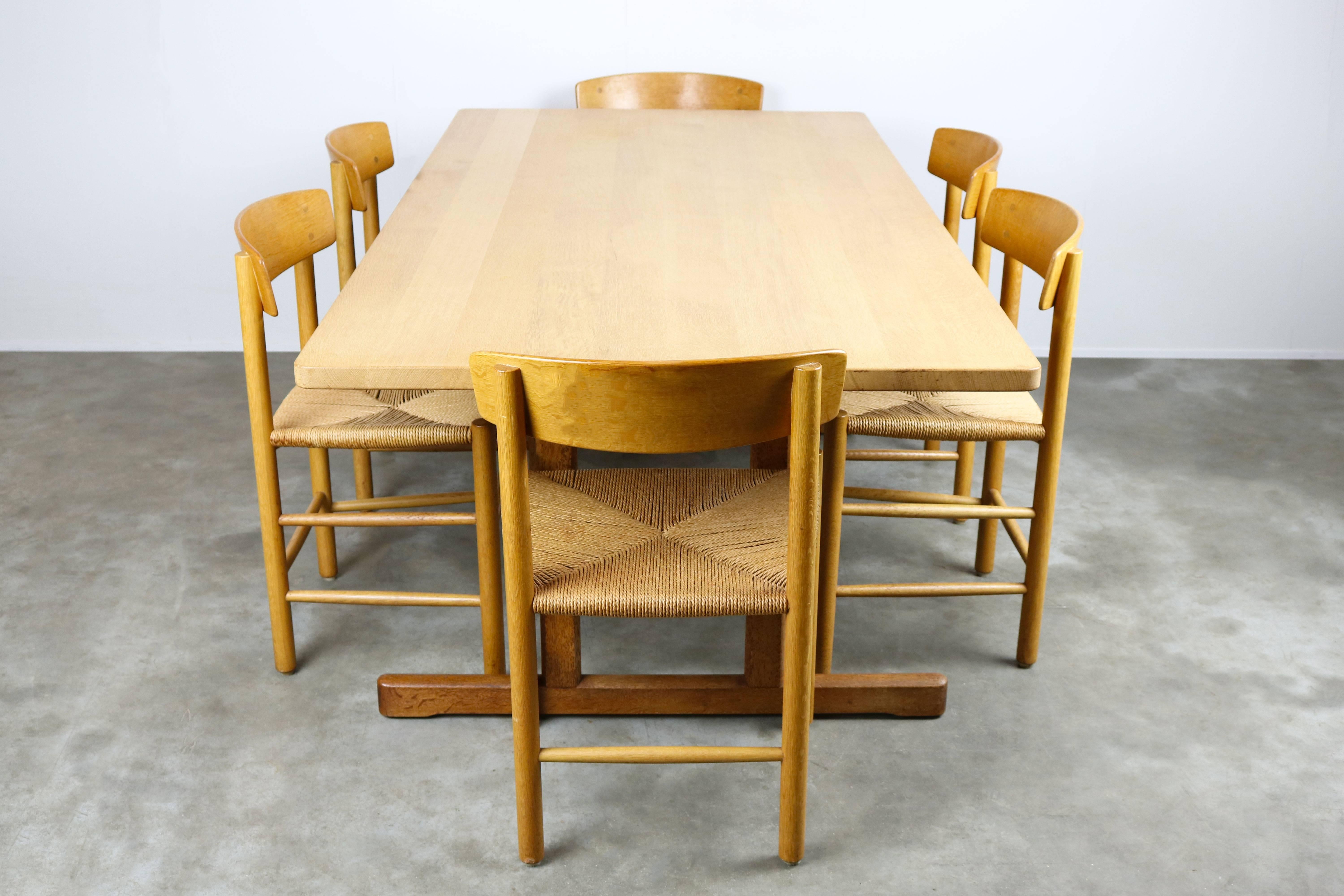 Papercord Danish Dining Room Set J39 Chairs & 6286 Table by Borge Mogensen for Fredericia