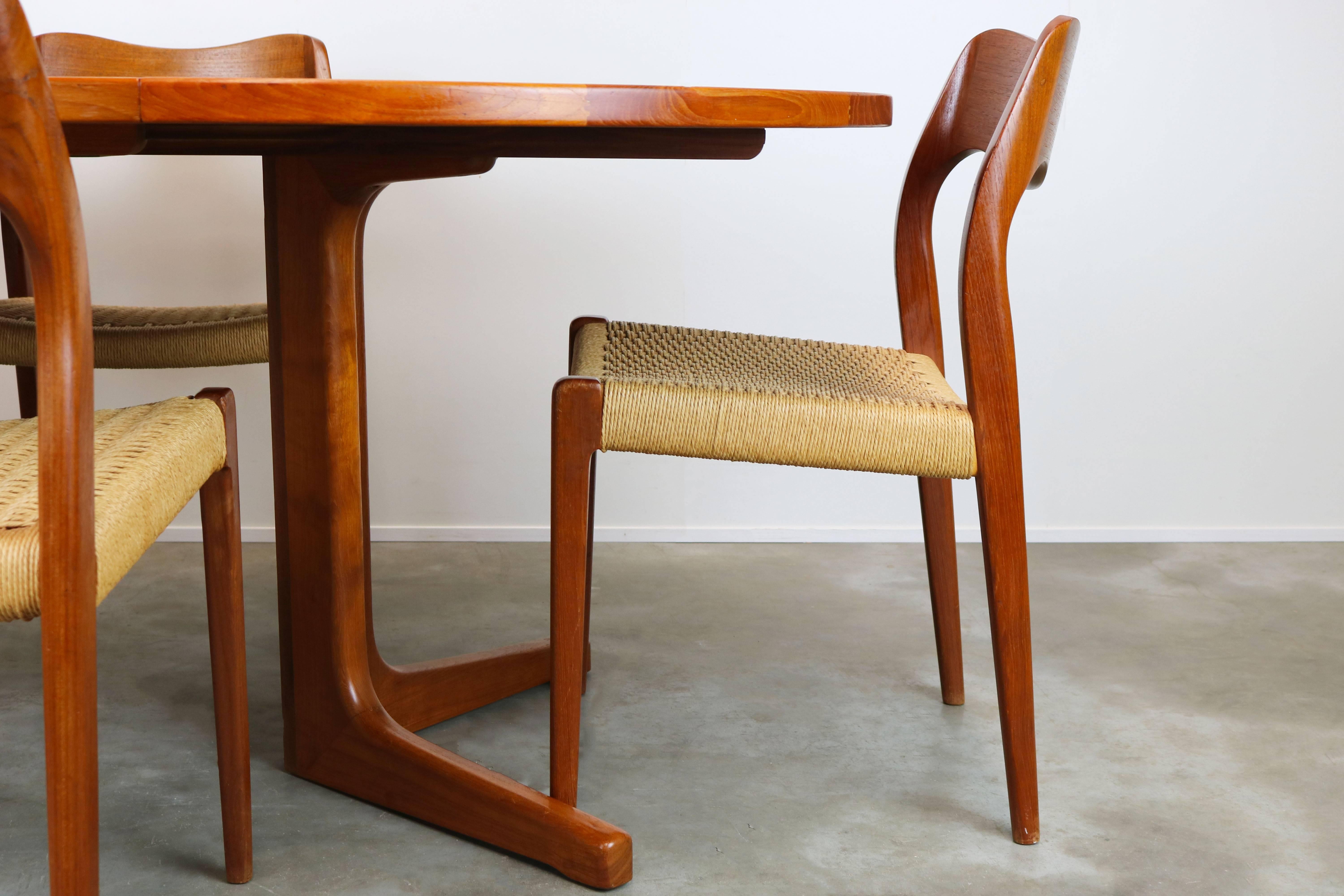 Danish Dining Room Set Model 71 Teak Papercord by Niels Otto Moller 1950 Brown 11