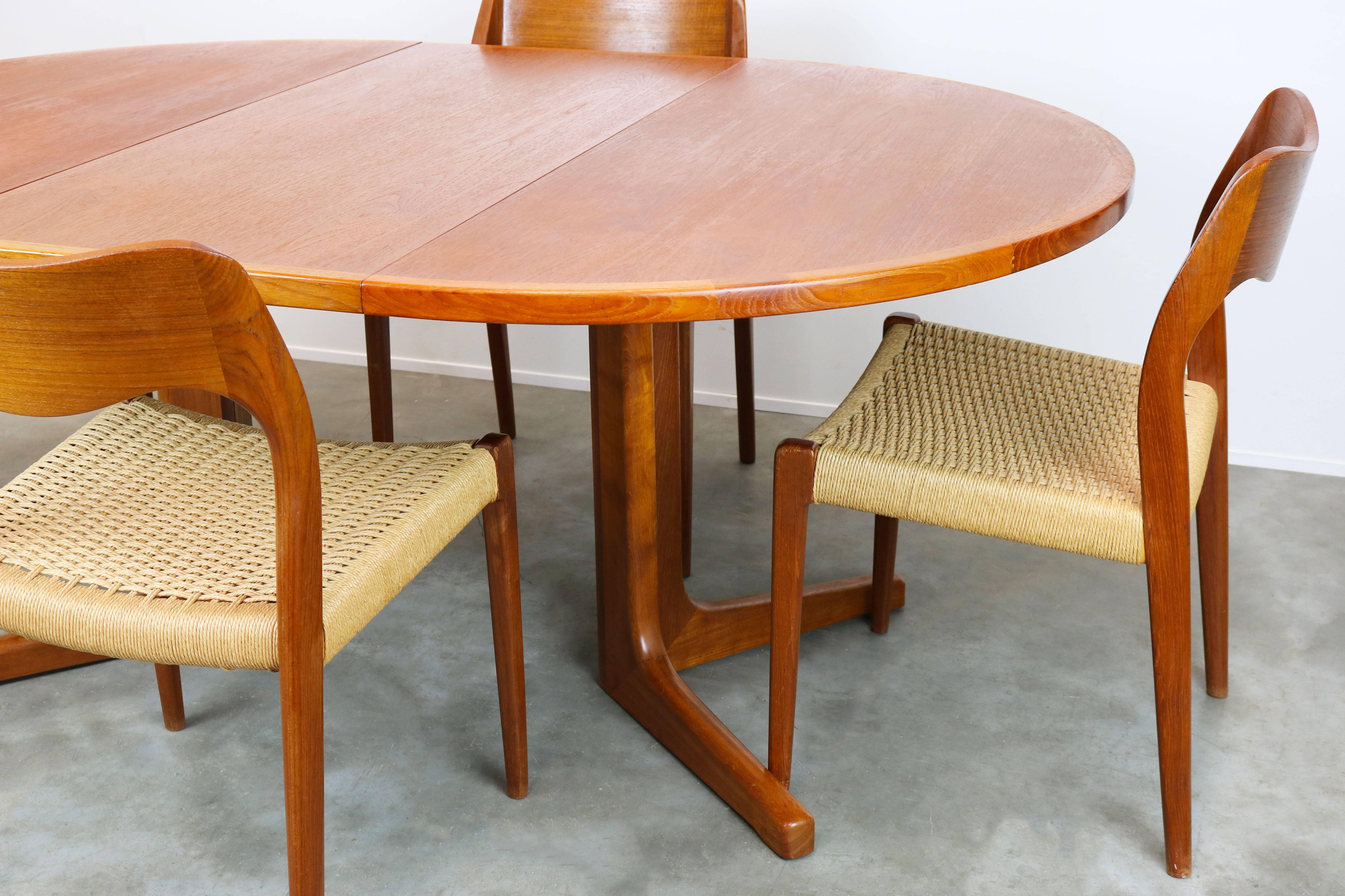 Danish Dining Room Set Model 71 Teak Papercord by Niels Otto Moller 1950 Brown 12