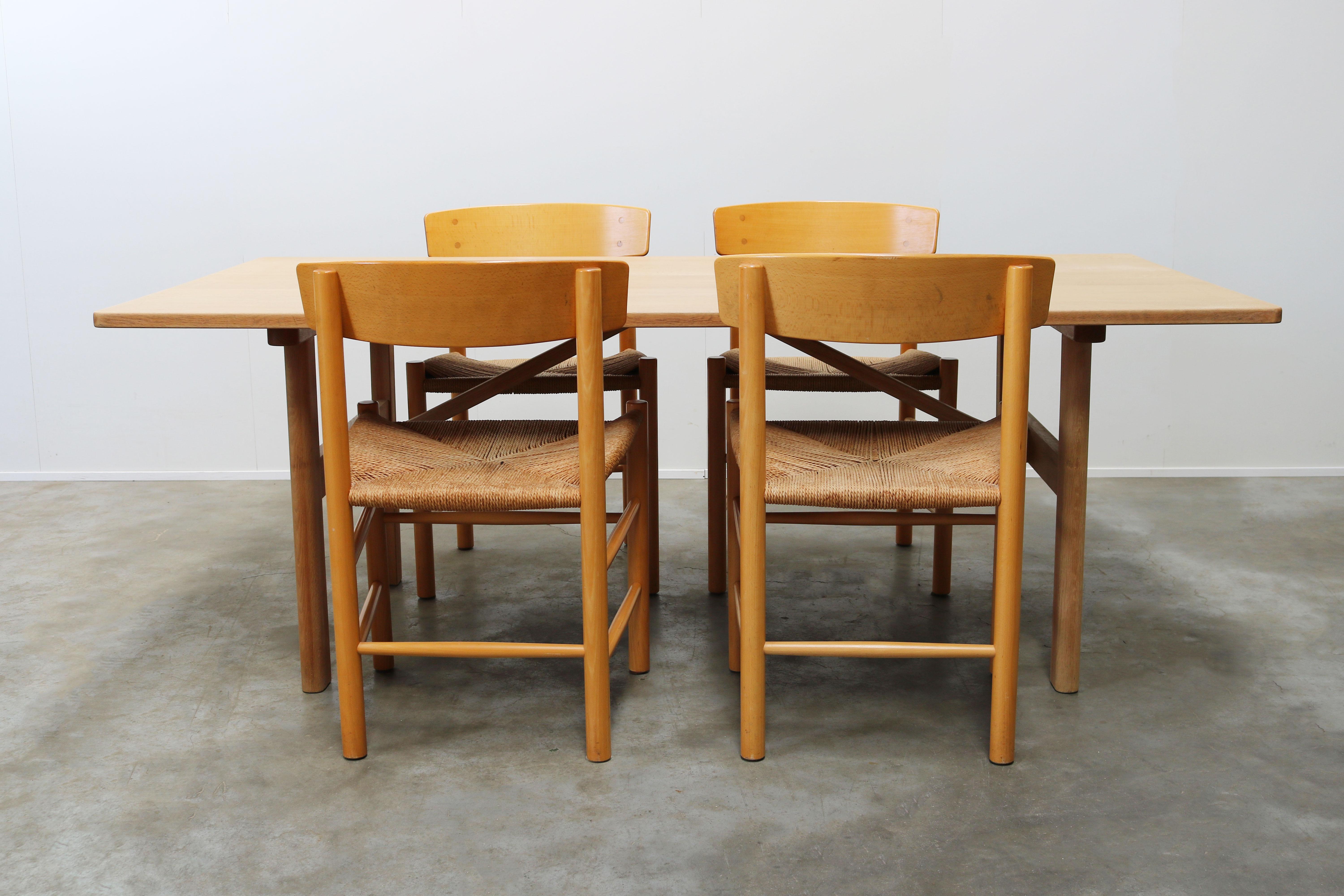 Danish Dining Set by Borge Mogensen for Fredericia 6284 Table J39 People Chairs 2