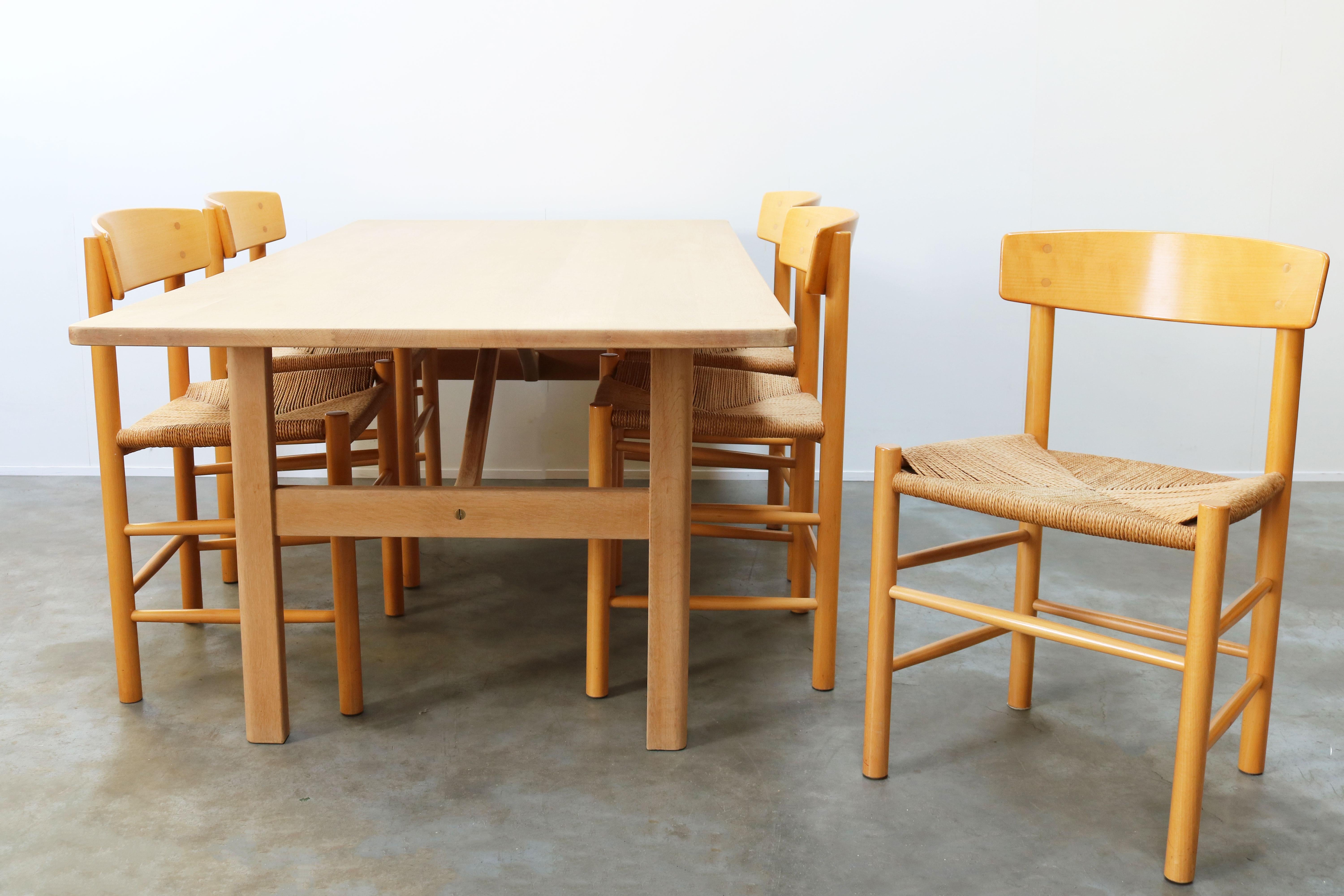 Danish Dining Set by Borge Mogensen for Fredericia 6284 Table J39 People Chairs 3