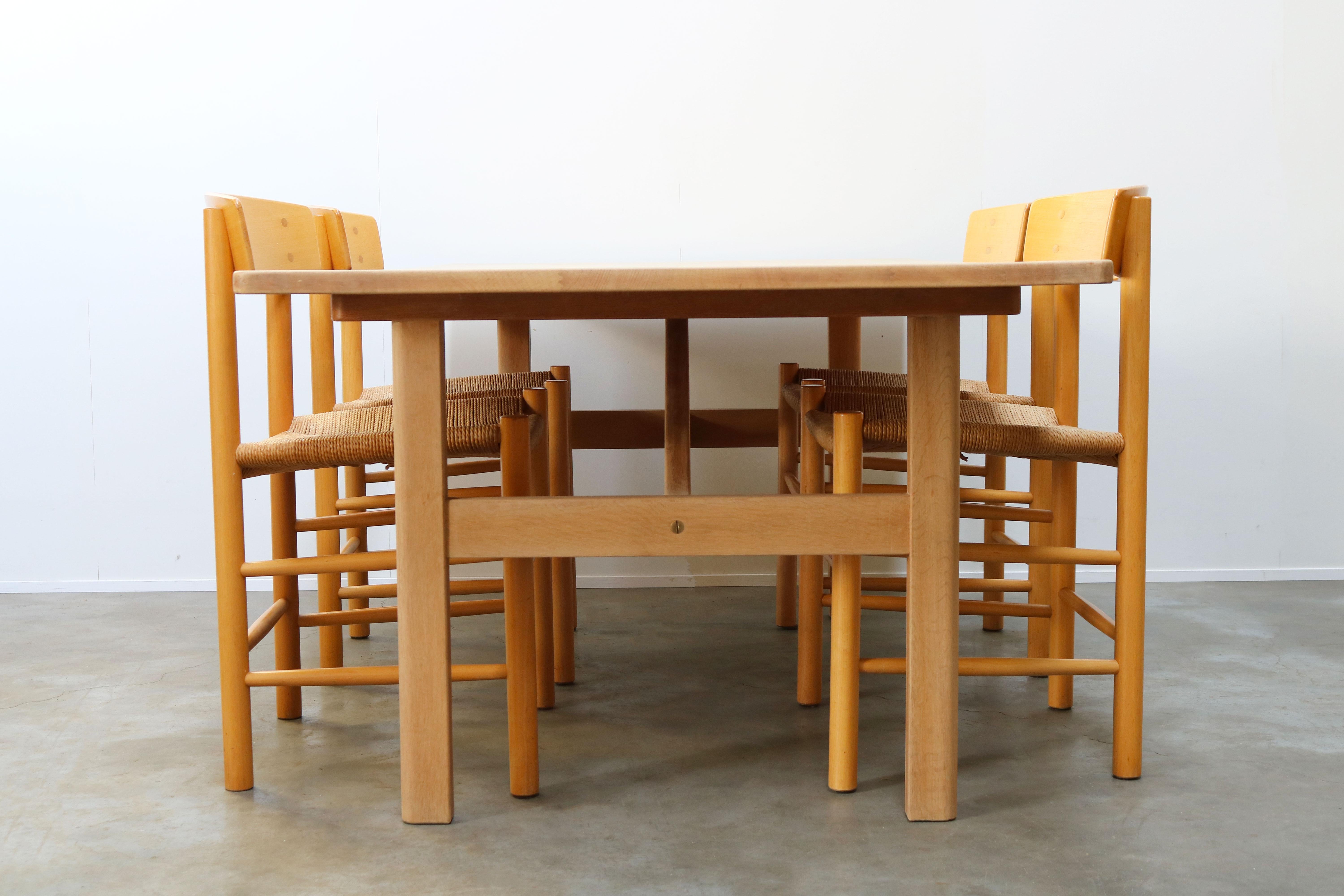 Papercord Danish Dining Set by Borge Mogensen for Fredericia 6284 Table J39 People Chairs