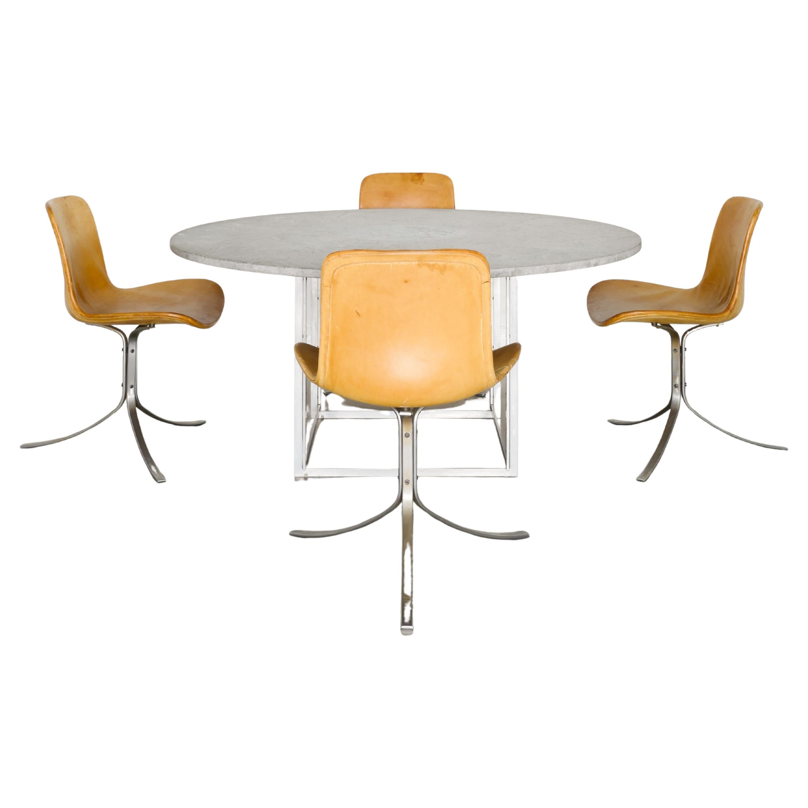 Danish Dining Set of Four PK9 Chairs & PK54 Round Dining Table by Poul Kjaerholm For Sale