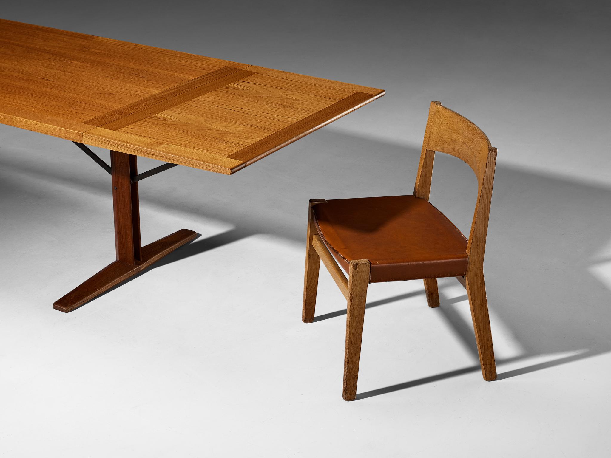 Cuir Ensemble de salle à manger danois avec table à abattant et chaises Rieper John Vedel en vente