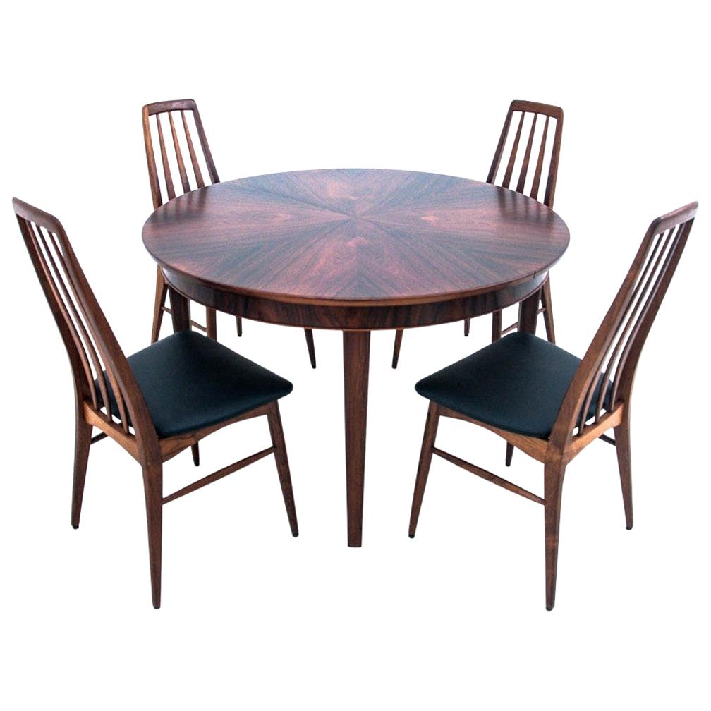 Danish Dining Set with Niels Koefoed Chairs, Restored