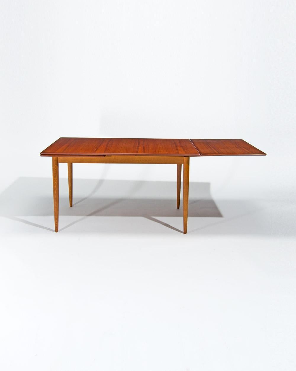 20th Century Danish Dining Table and Chairs in Teak & Oak, Mid Century Design 1950’s For Sale