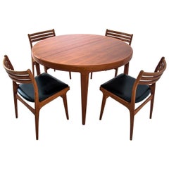 Danish Dining Table and Chairs Set, 1960s, Set of 5