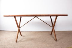 Danish dining table in solid teak and beech and brass, model AT 303/Hans Wegner.
