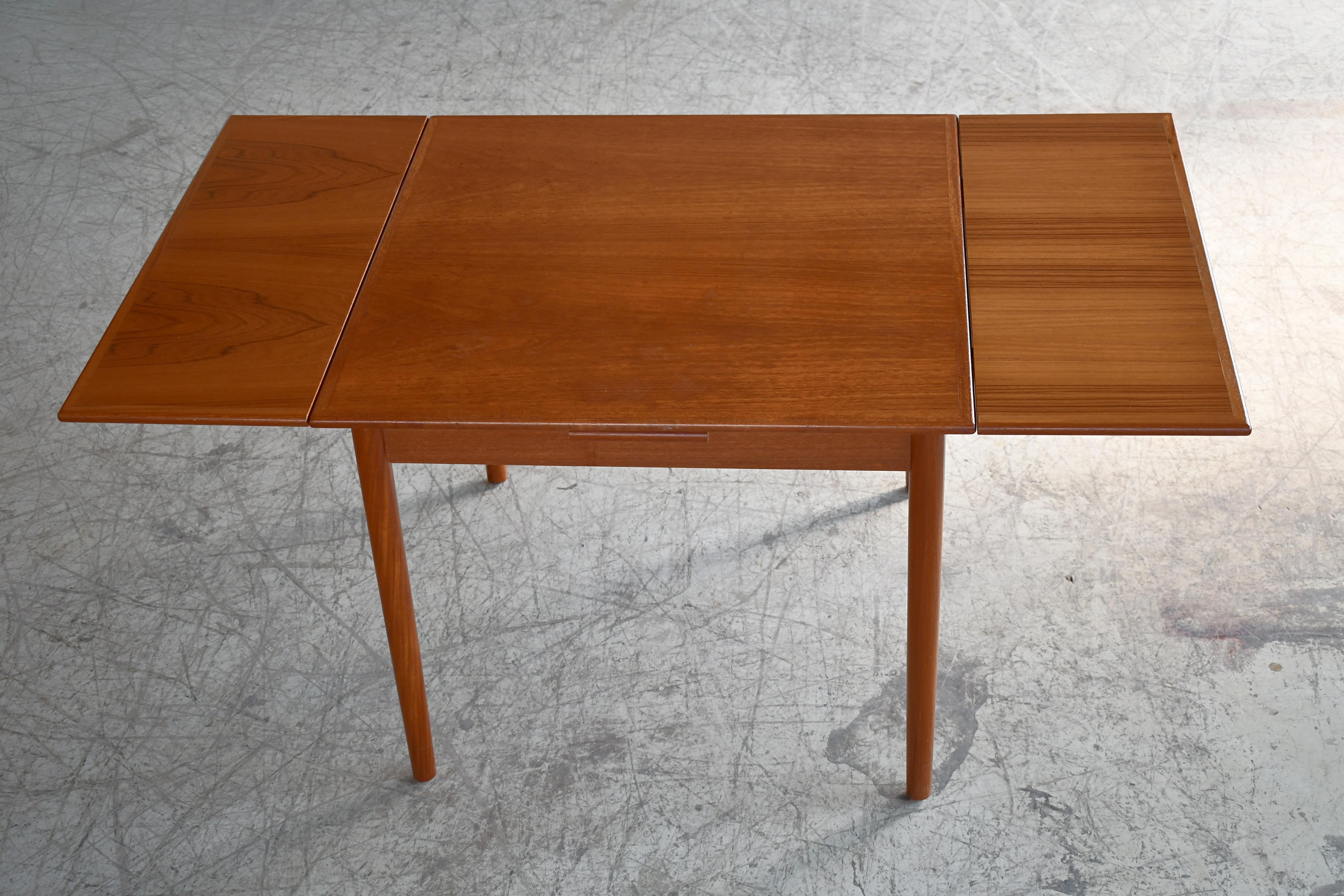Mid-20th Century Danish Dining Table in Teak with Pull Out Leaves 1960's 'v' For Sale