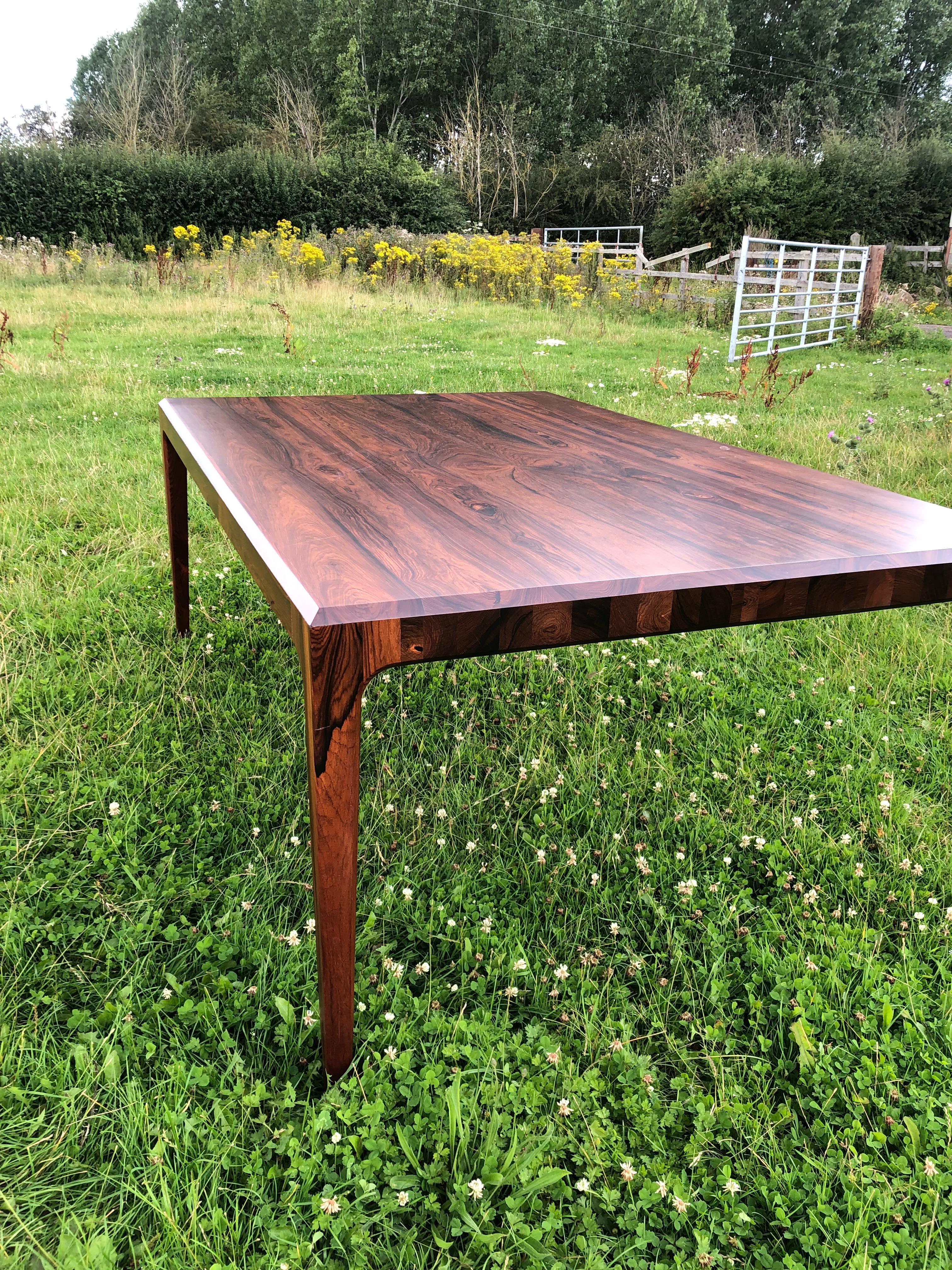 Hardwood Danish Dining Table of Solid Rosewood  For Sale