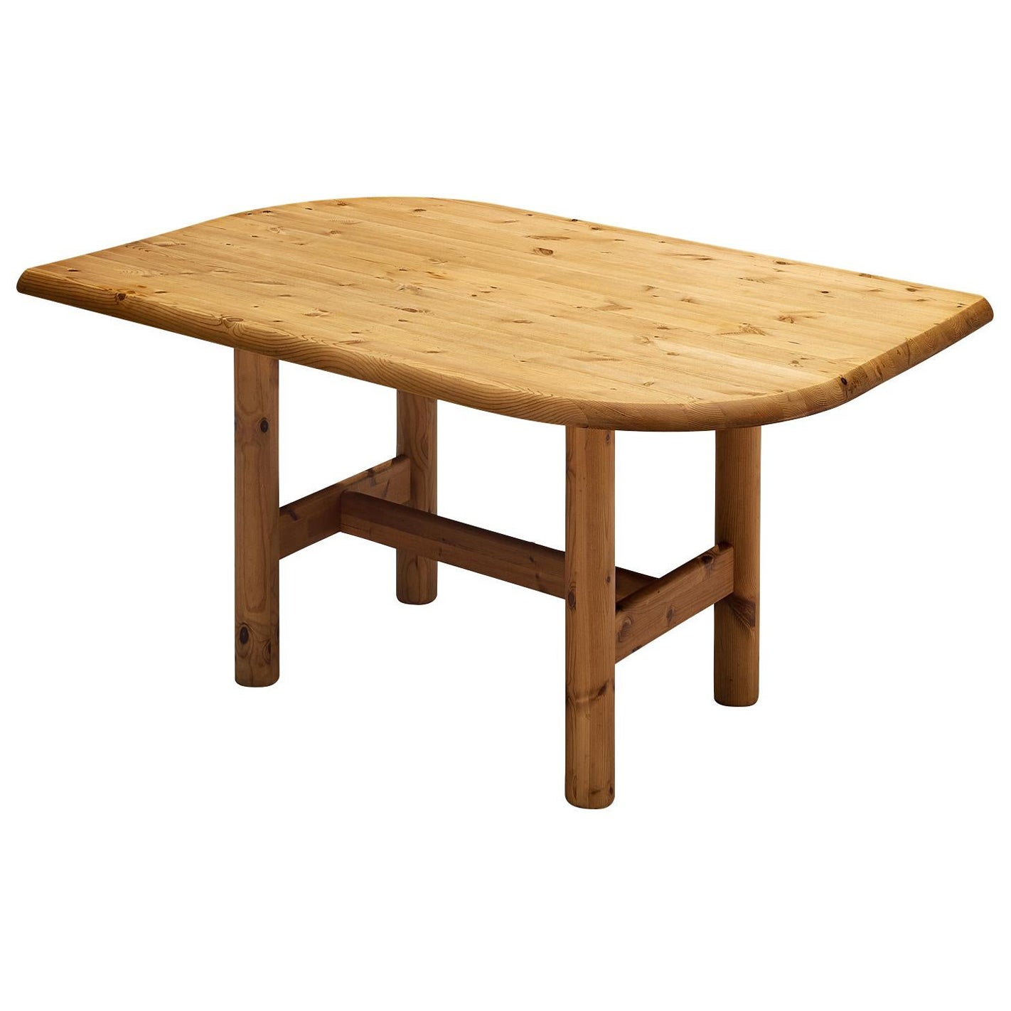 Danish Dining Table With Leaf Shaped Top in Solid Pine For Sale