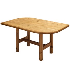 Tavolo da pranzo danese con piano a forma di foglia in pino massiccio