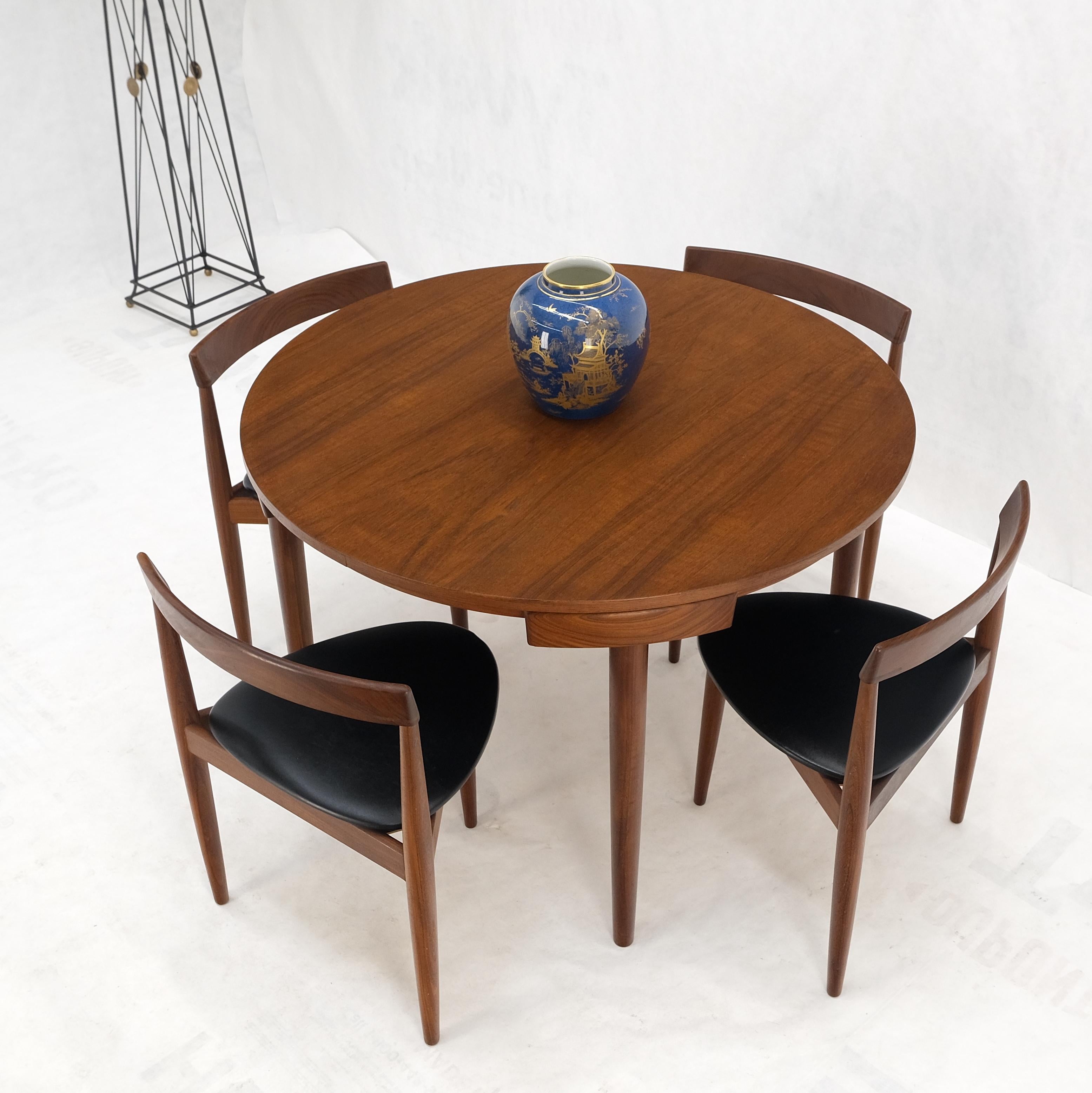 Danish Scandinavian mid-century dining teak chairs table set 