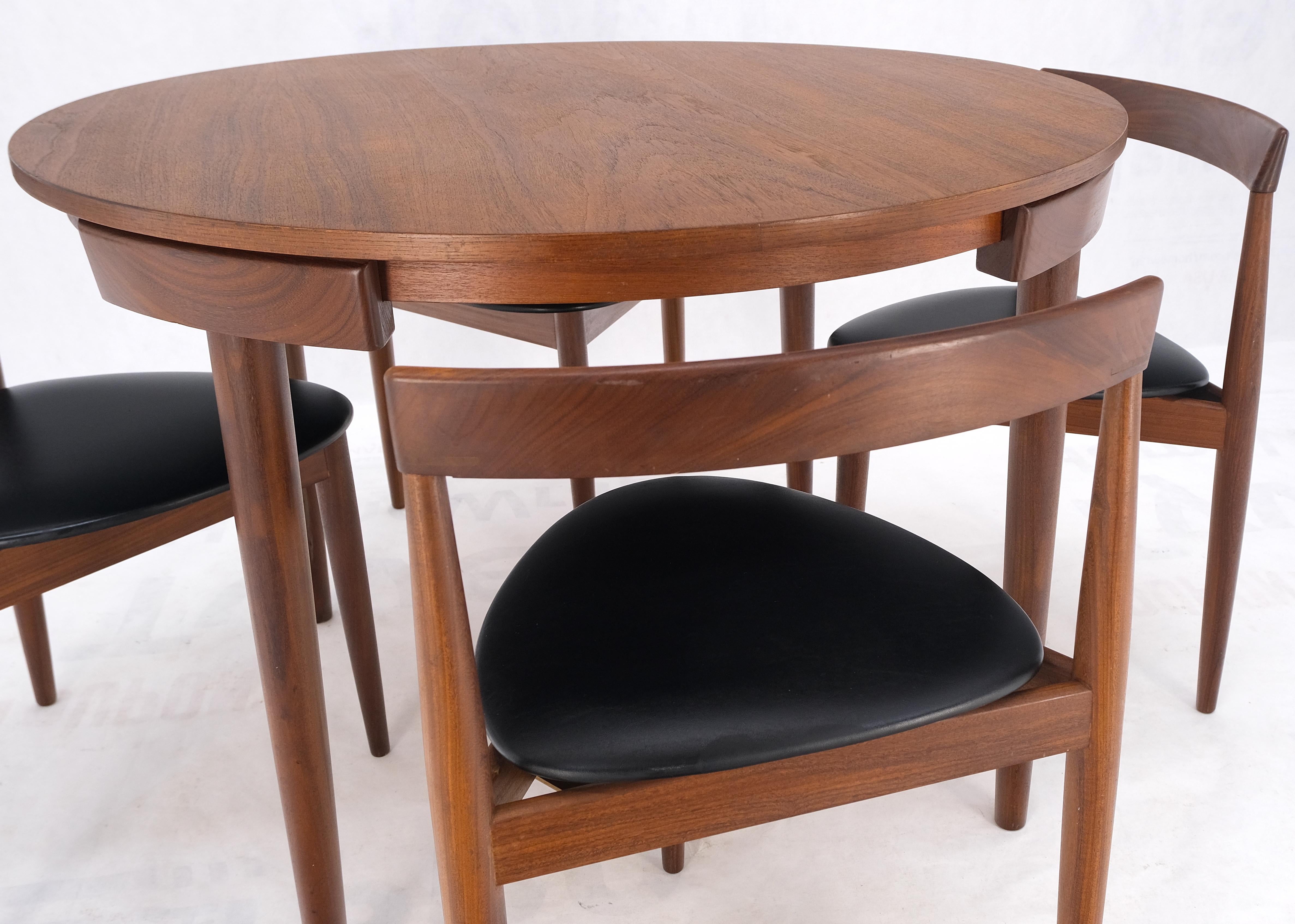 Lacquered Danish Dining Teak Chairs Table Set 
