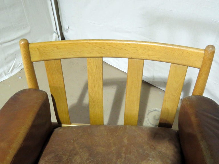 Danish Distressed Leather Club Chair For Sale at 1stDibs