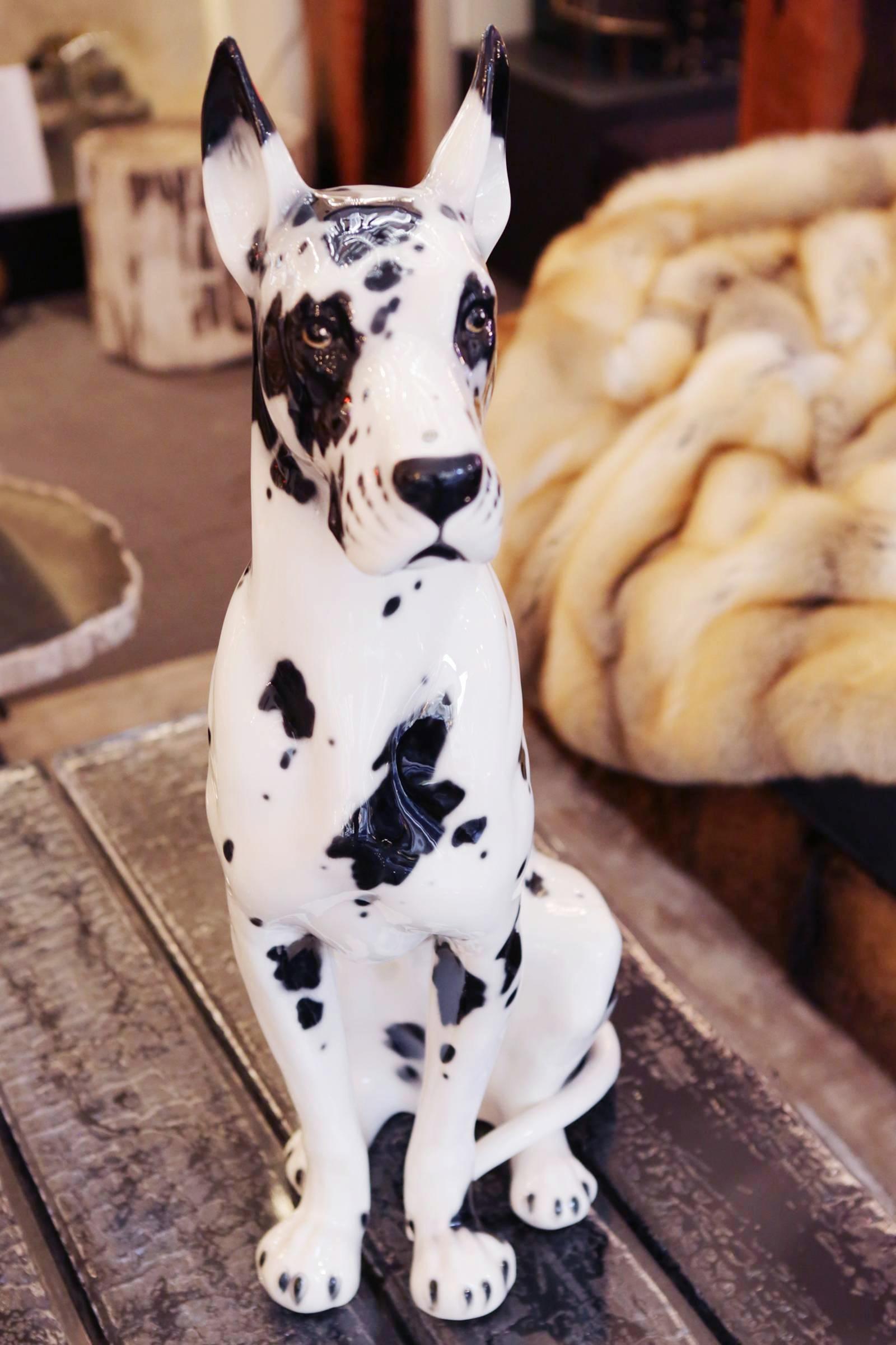 Ceramic Danish Dog Sculpture