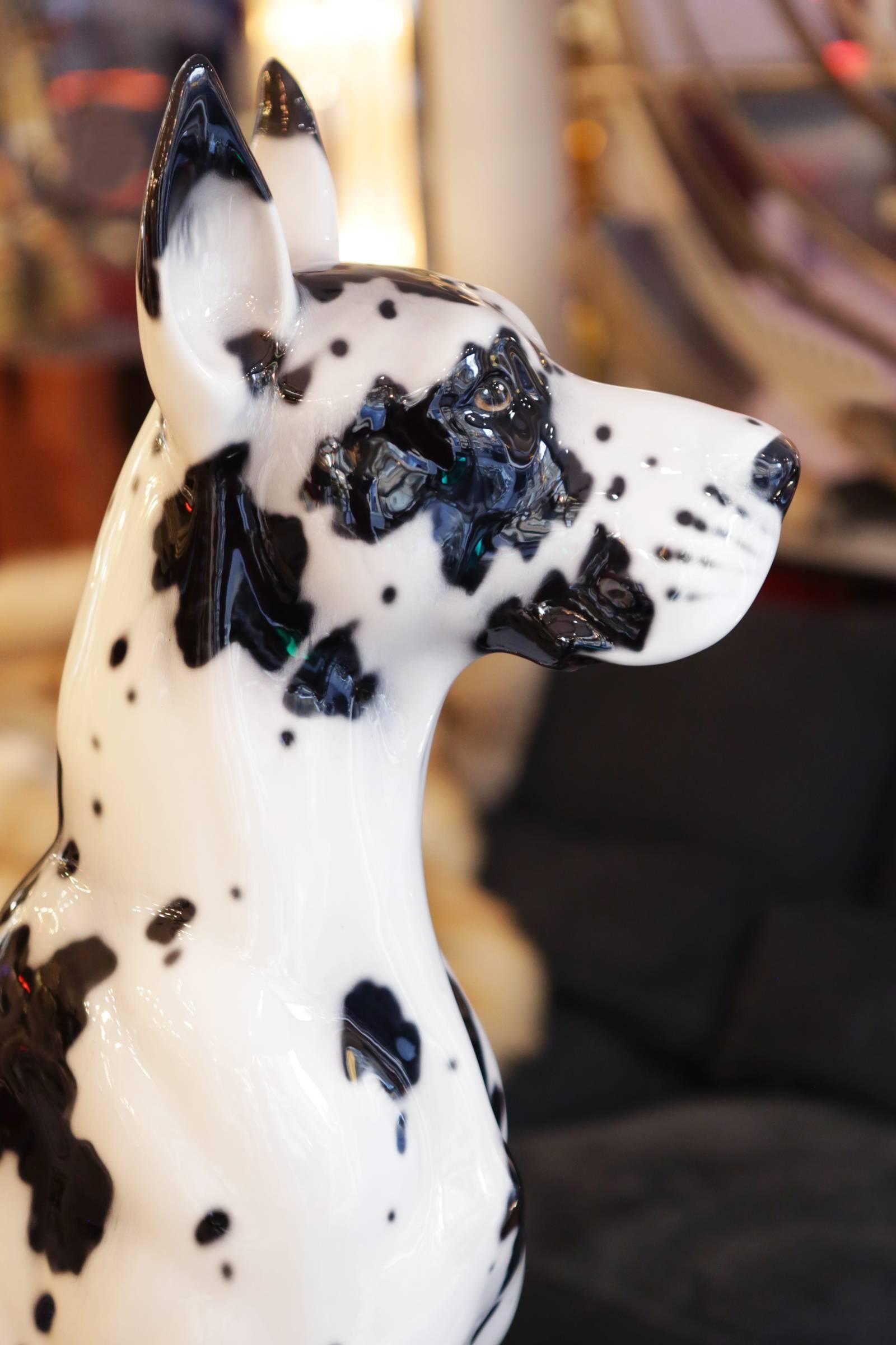Danish Dog Sculpture in Hand-Painted Ceramic 5