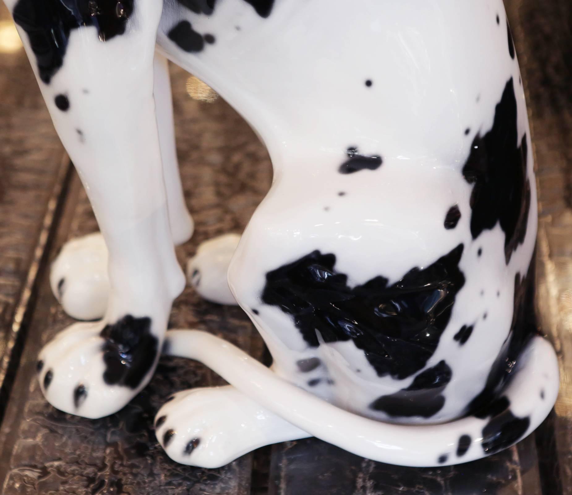 Danish Dog Sculpture in Hand-Painted Ceramic 6