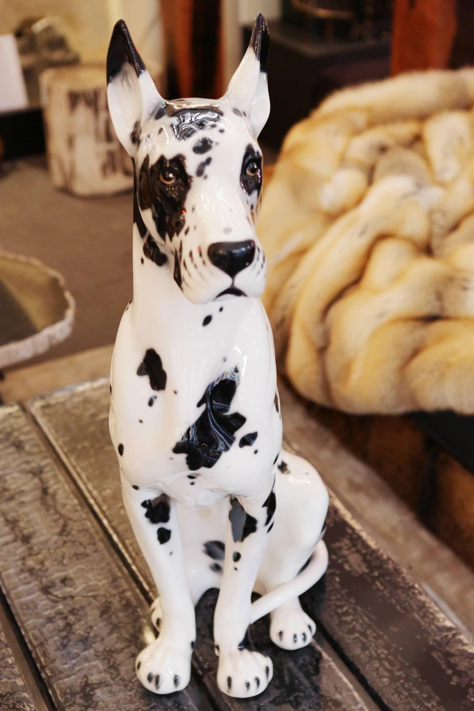 Danish Dog Sculpture in Hand-Painted Ceramic 3