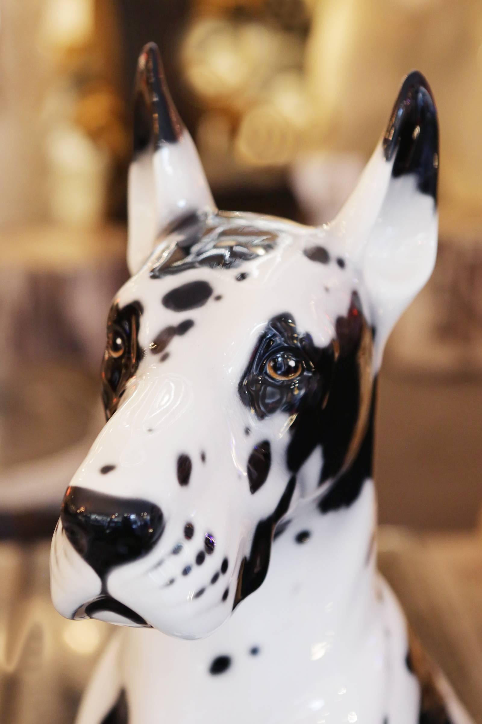 Danish Dog Sculpture in Hand-Painted Ceramic 4