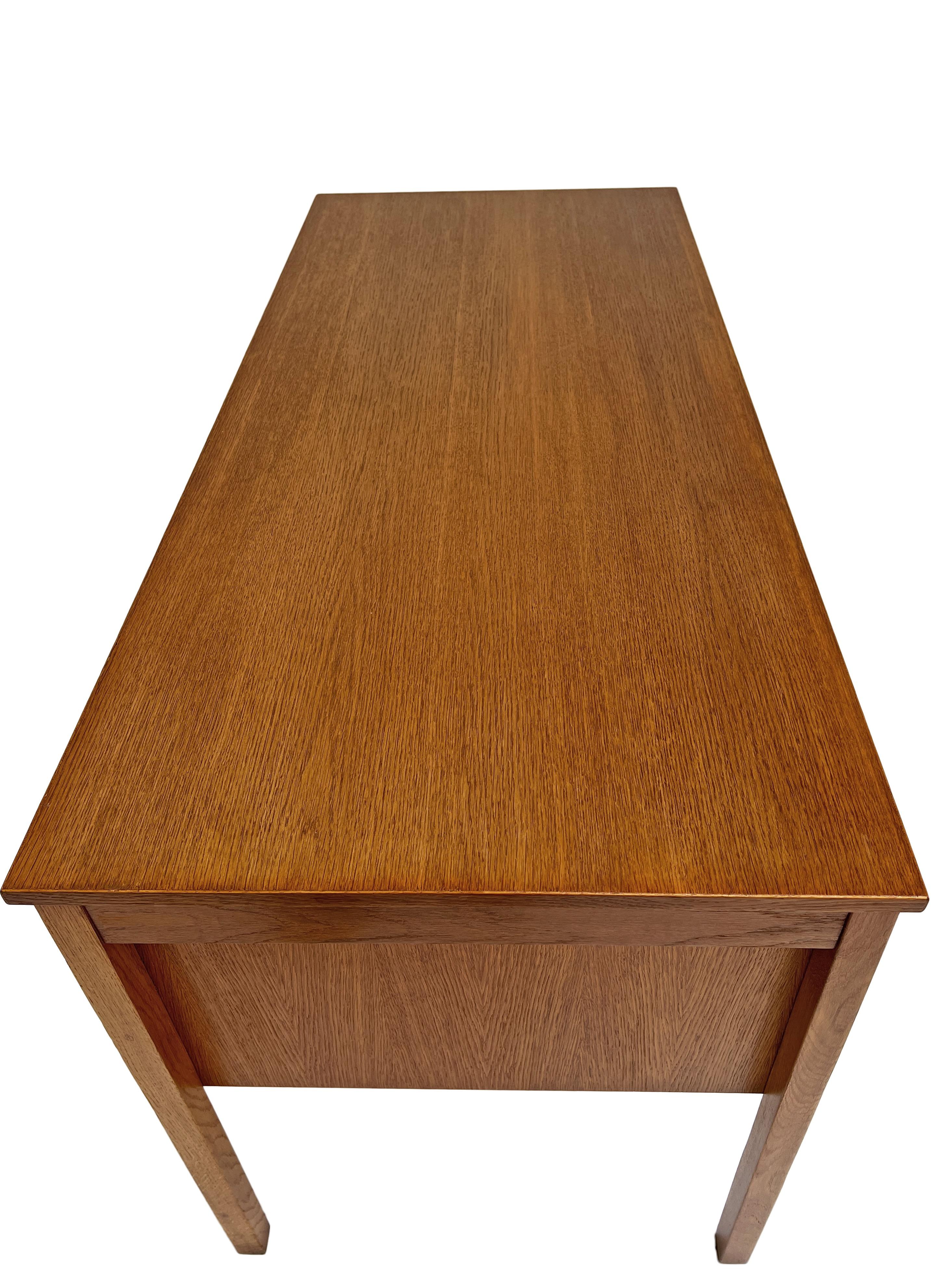 Danish Domino Møbler Oak Double Pedestal Writing Desk Mid Century 1960s 2