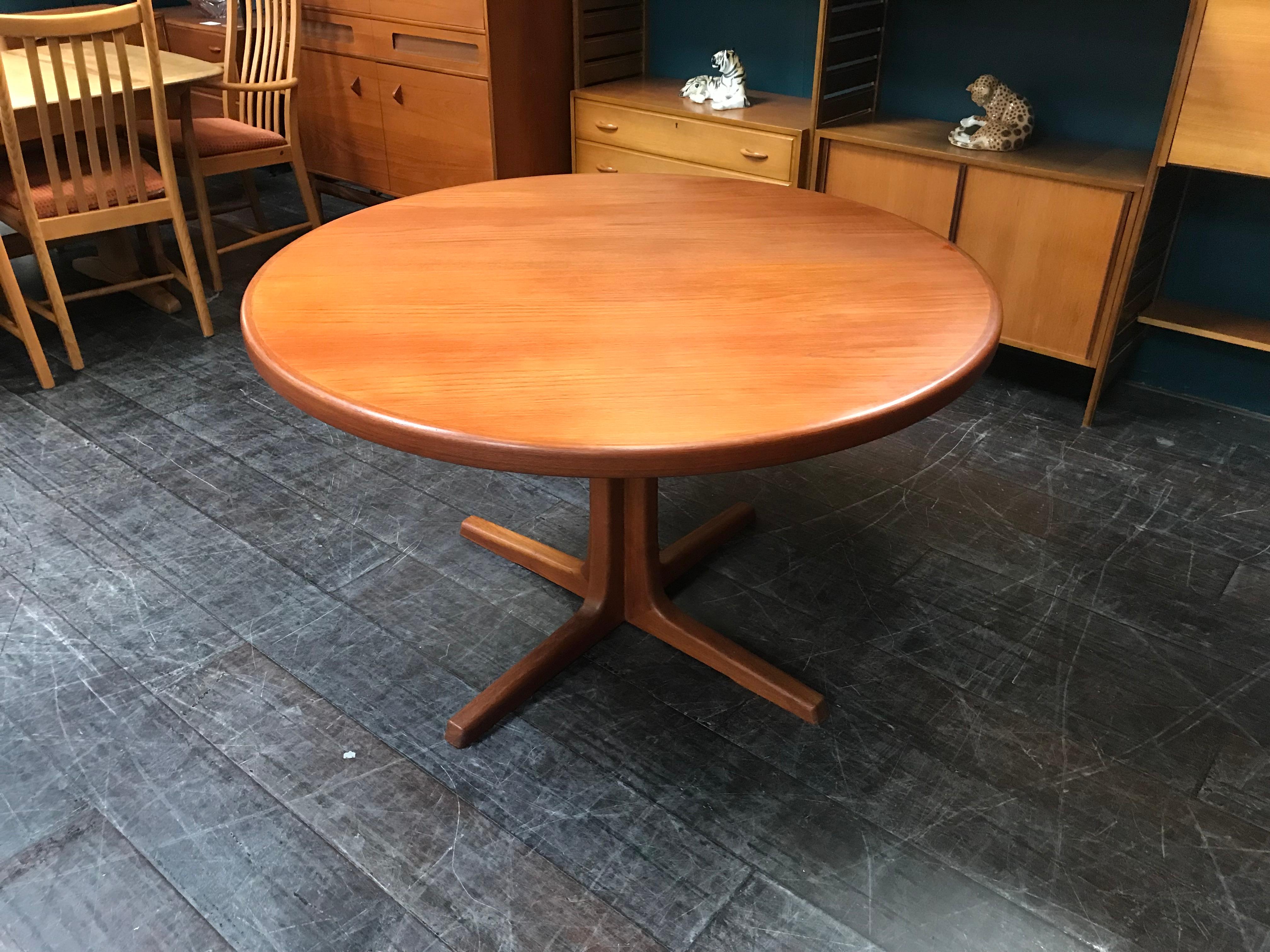 Teak Danish Double Extending Midcentury Pedestal Dining Table by Rosengaarden For Sale